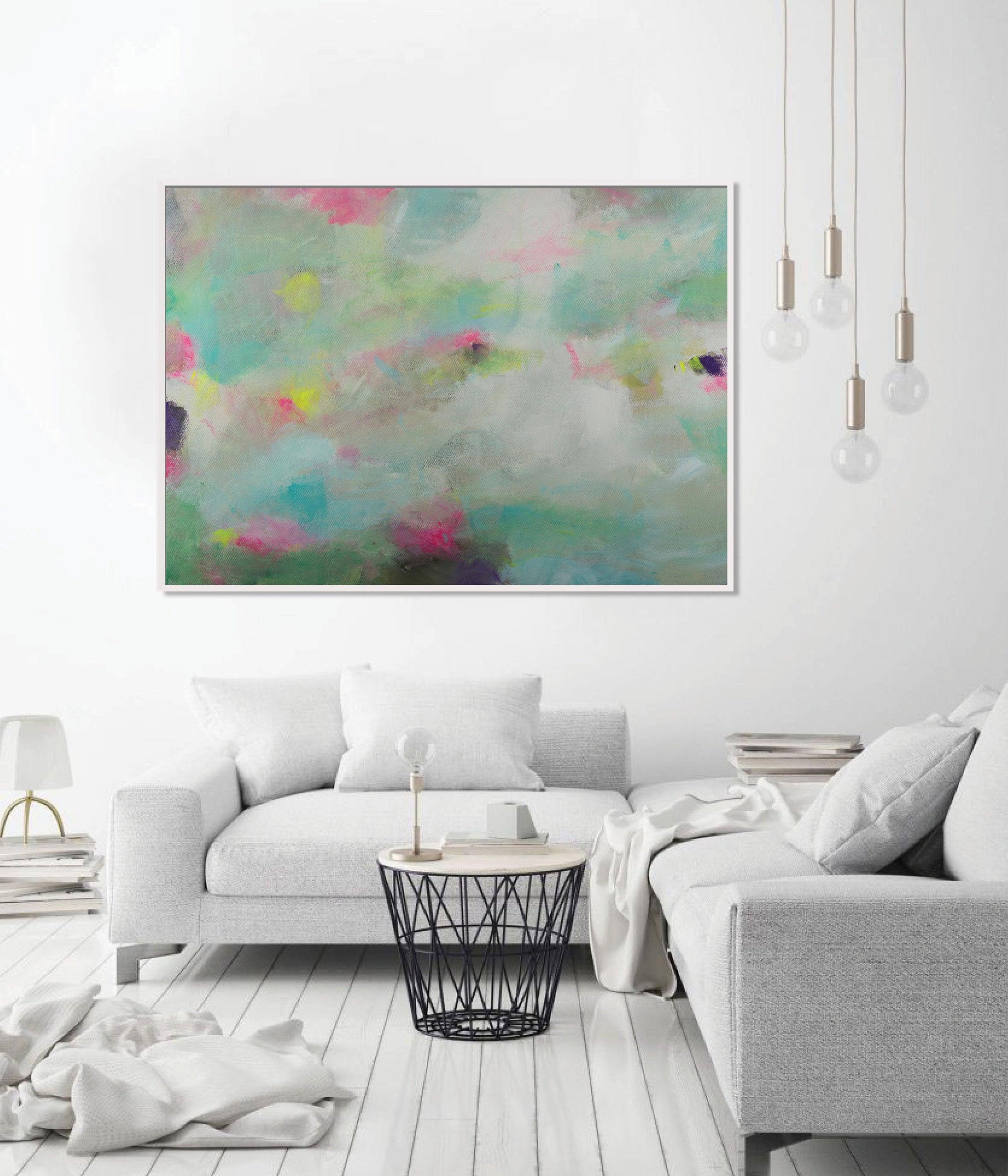 Teal large abstract print, turquoise extra large wall art print - camilomattis.com