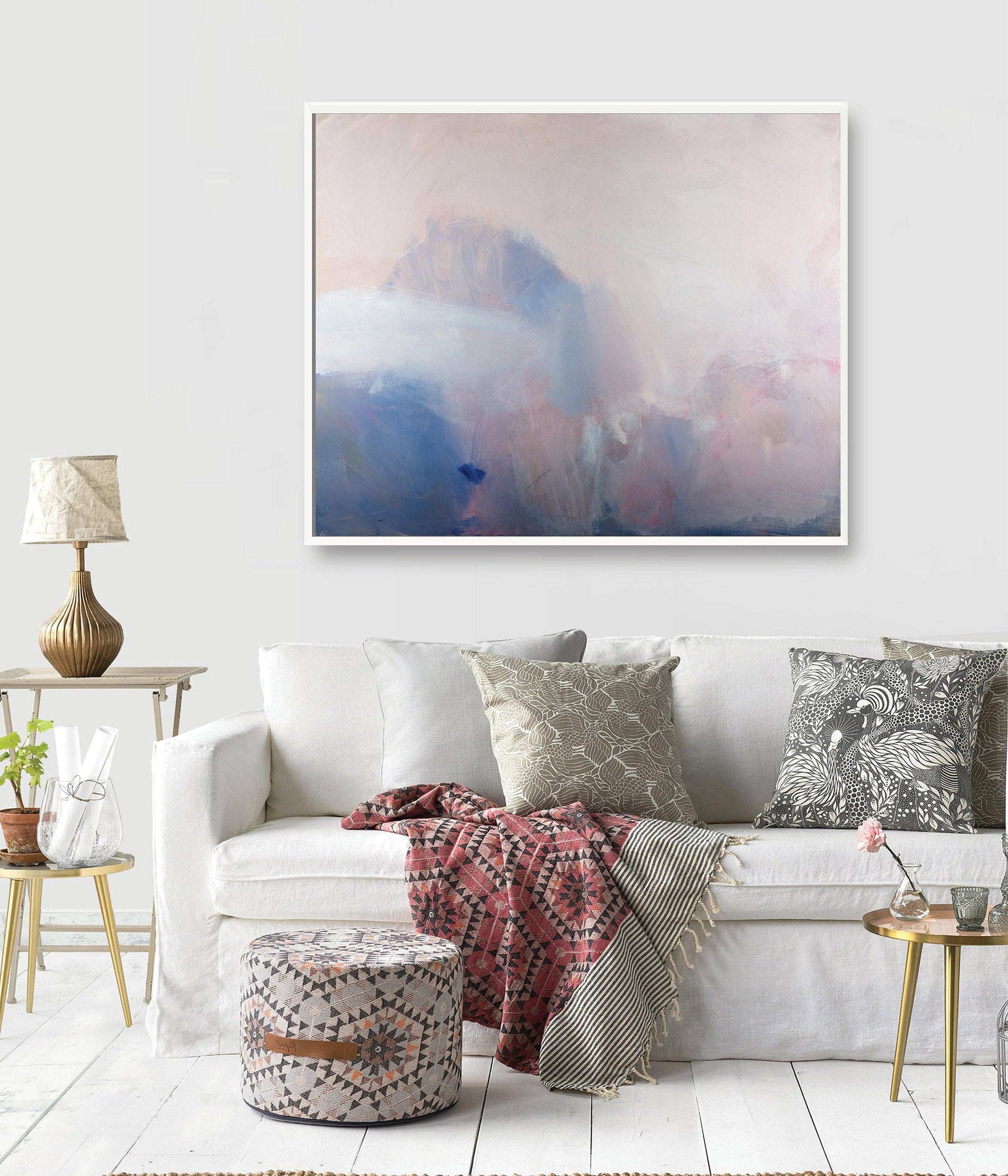 Blue oversized wall art print, ocean canvas art print extra large wall art print - camilomattis.com