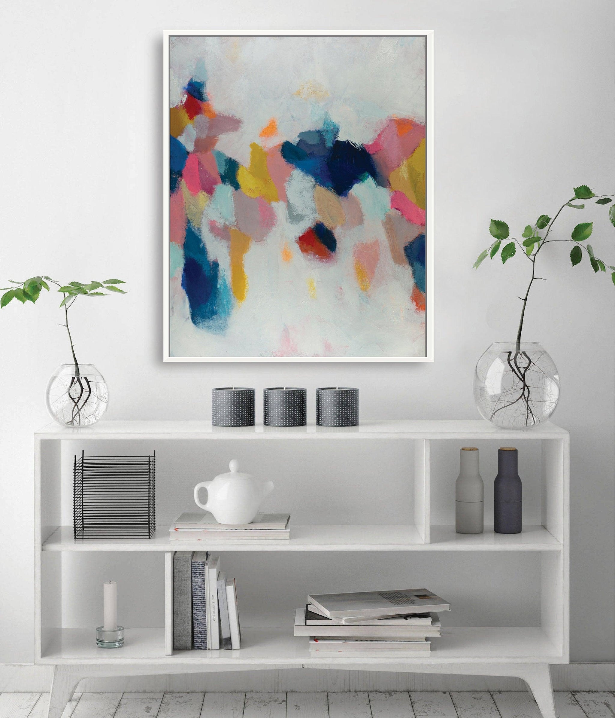Navy Blue oversized wall art print, colorful canvas art print extra large wall art print - camilomattis.com