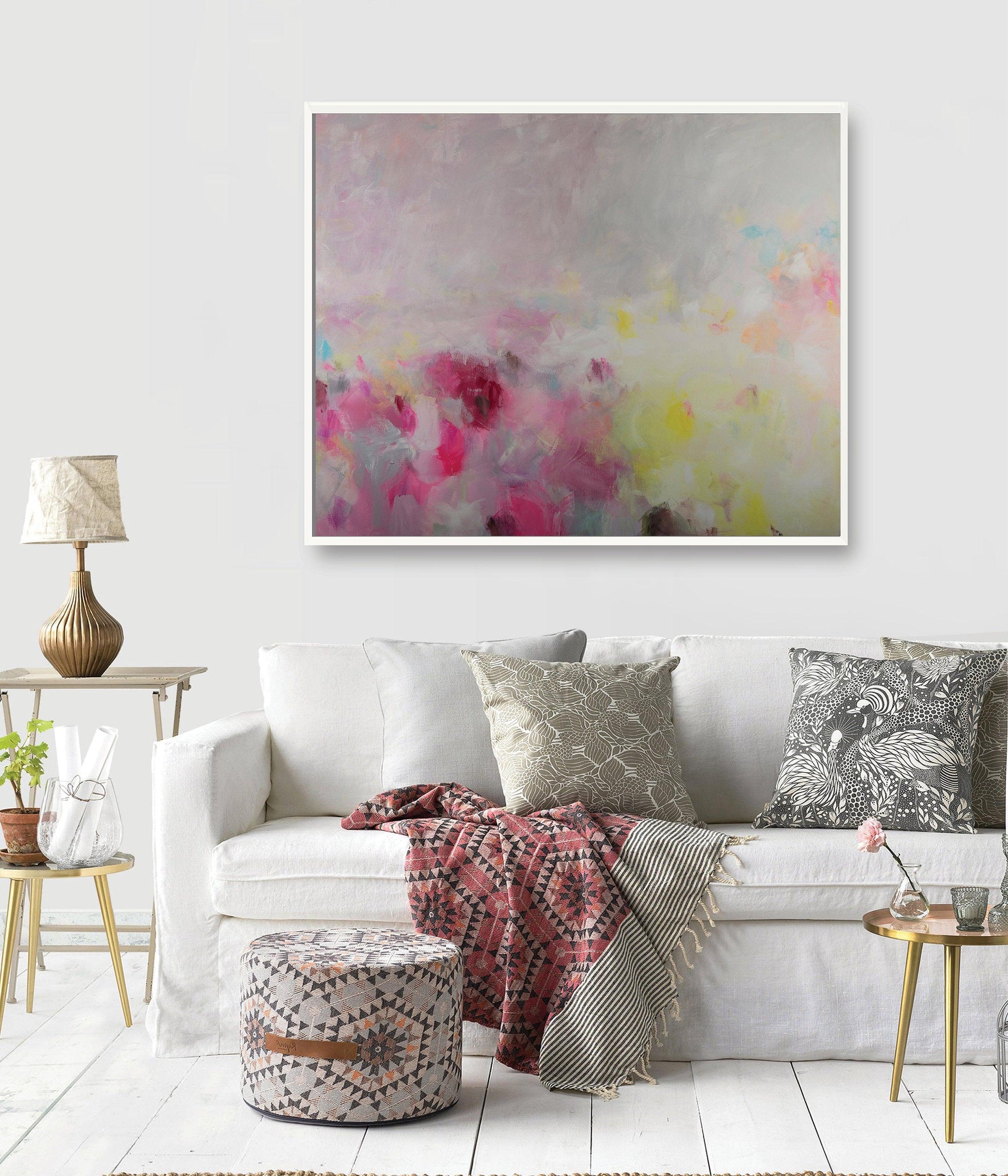 blush pink wall art oversized wall art print, colorful canvas art print extra large wall art print - camilomattis.com
