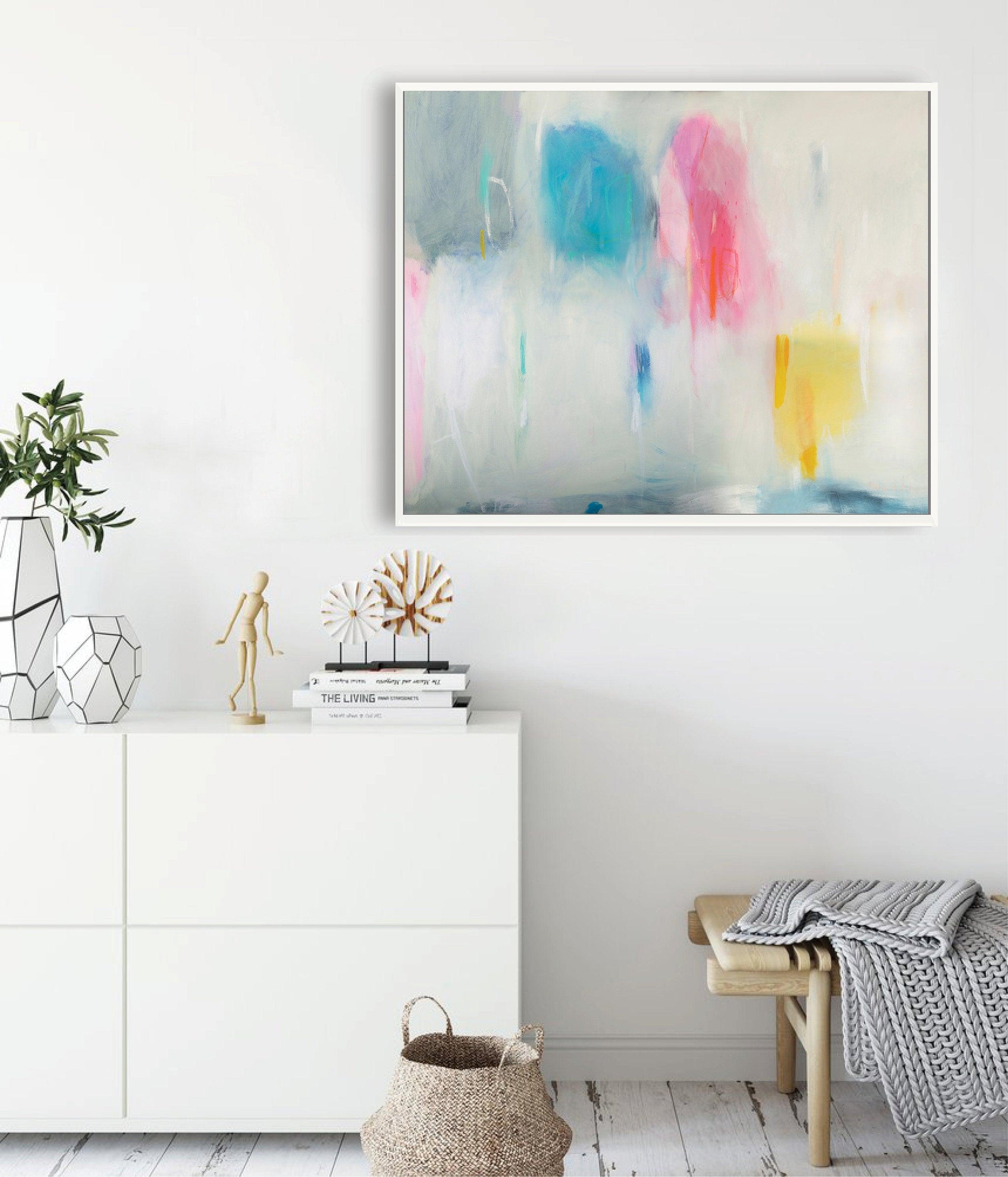 light blue abstract art print oversized wall art extra large wall print zen wall art - camilomattis.com