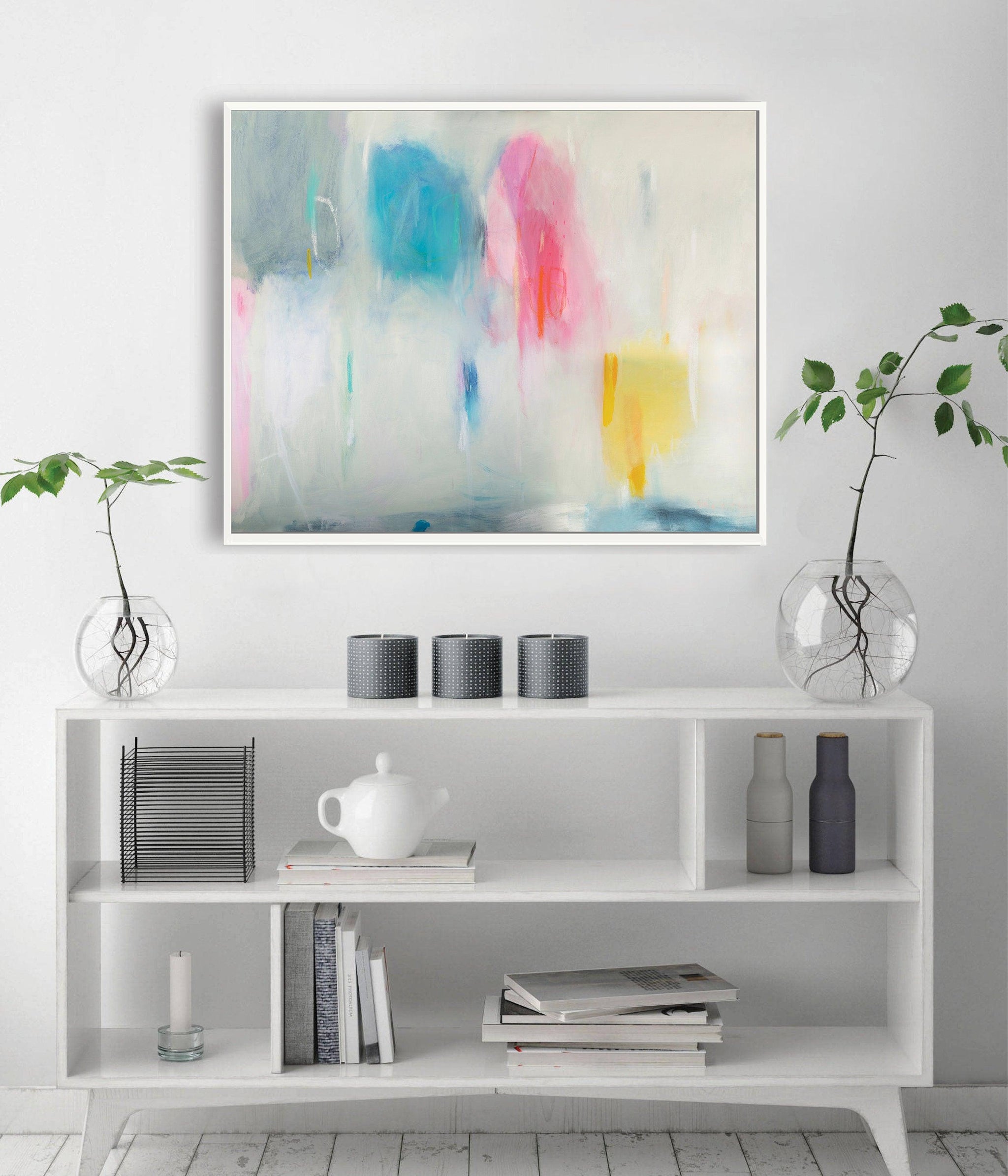 light blue abstract art print oversized wall art extra large wall print zen wall art - camilomattis.com