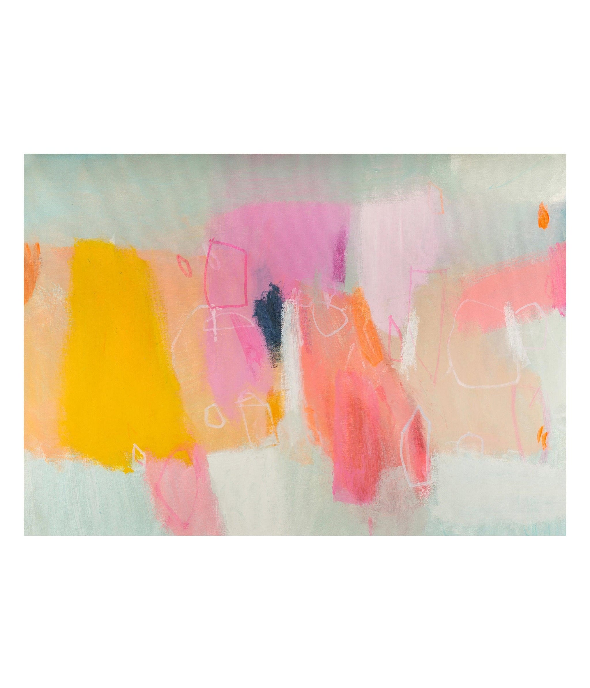 Yellow and pink abstract art print oversized wall art extra large wall print graffiti wall art - camilomattis.com