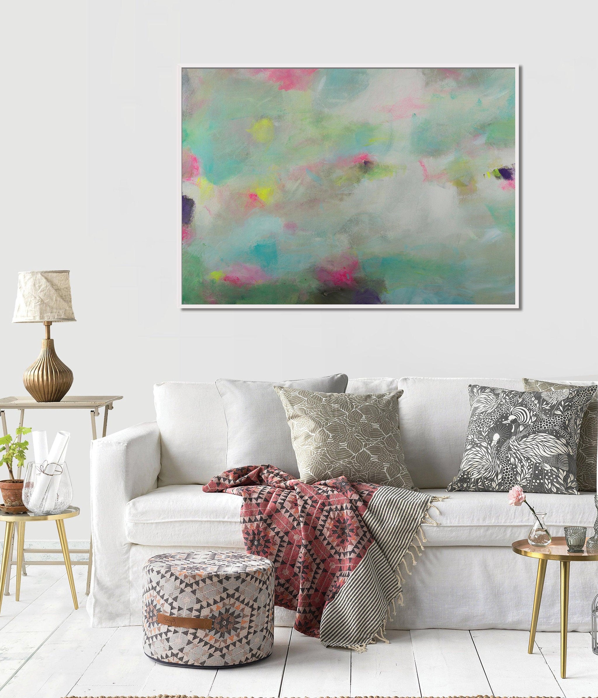 Teal large abstract print, turquoise extra large wall art print - camilomattis.com