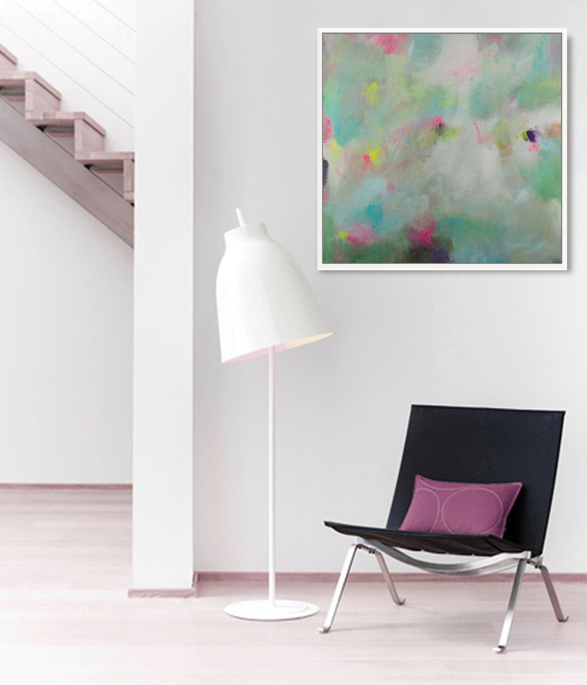 Teal large abstract print, turquoise extra large wall art print - camilomattis.com