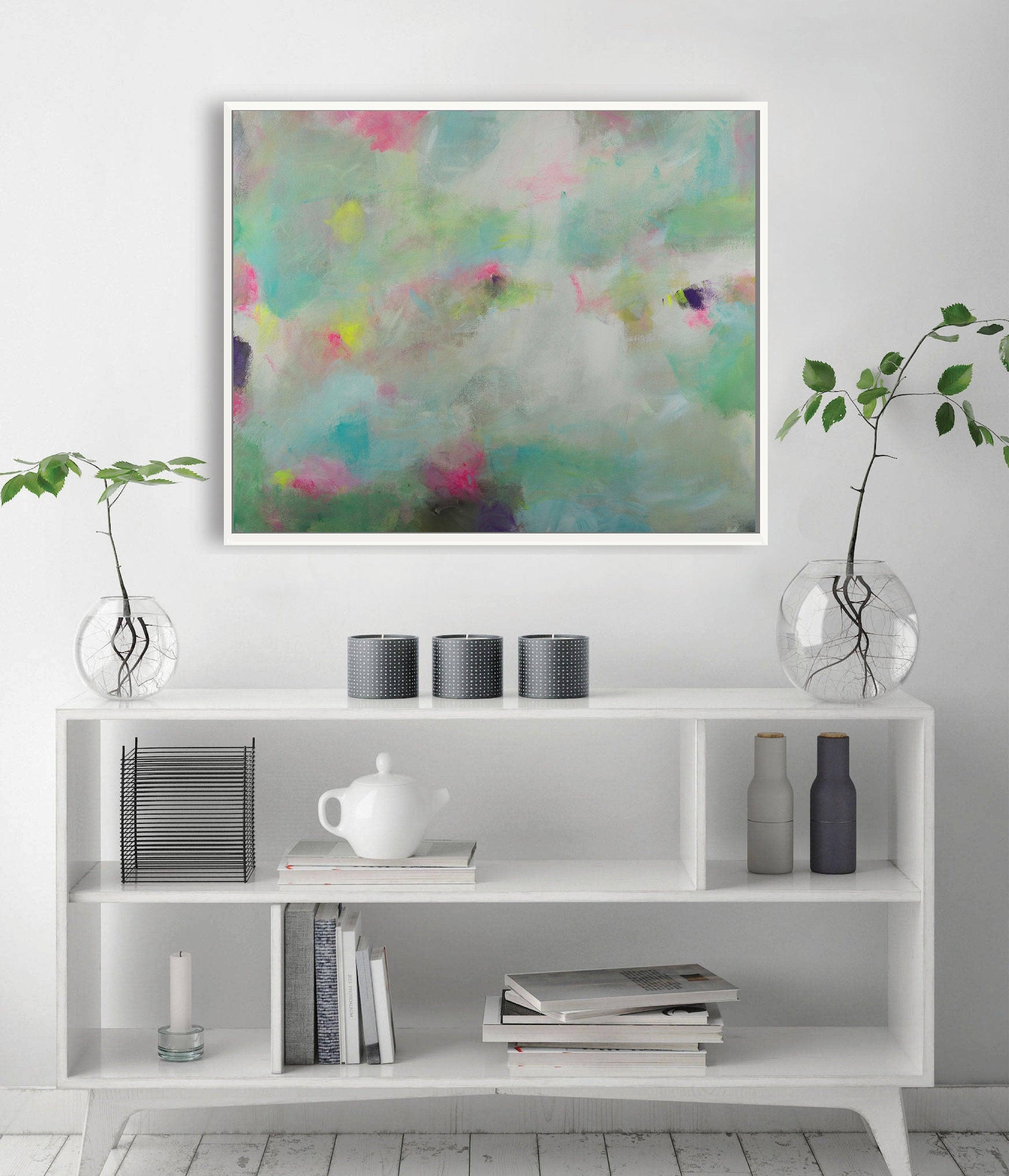 Teal large abstract print, turquoise extra large wall art print - camilomattis.com