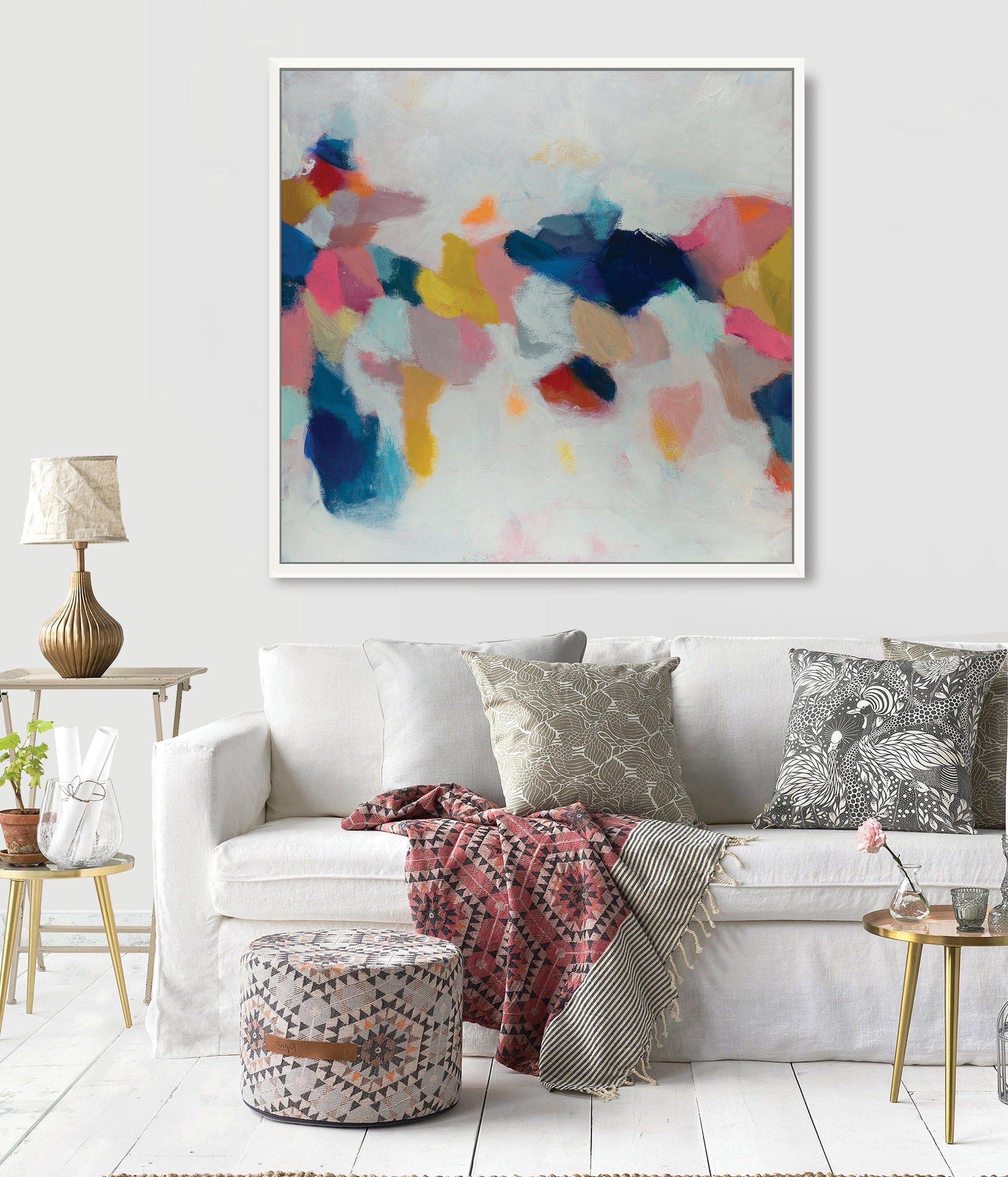 Navy Blue oversized wall art print, colorful canvas art print extra large wall art print - camilomattis.com