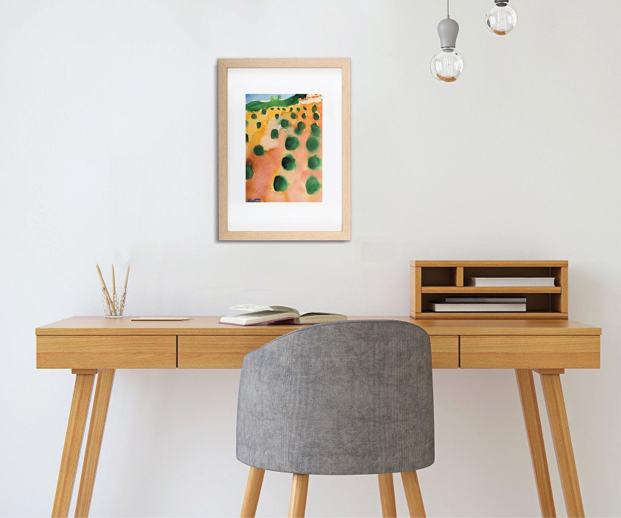Olive trees landscape watercolor painting miniature painting plein air painting - camilomattis.com