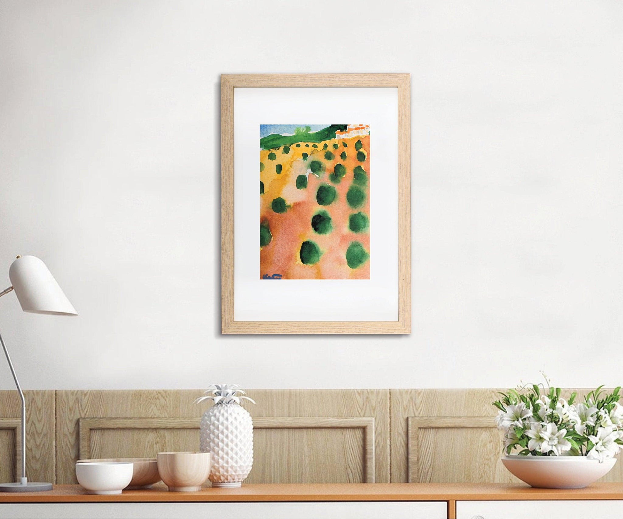 Olive trees landscape watercolor painting miniature painting plein air painting - camilomattis.com