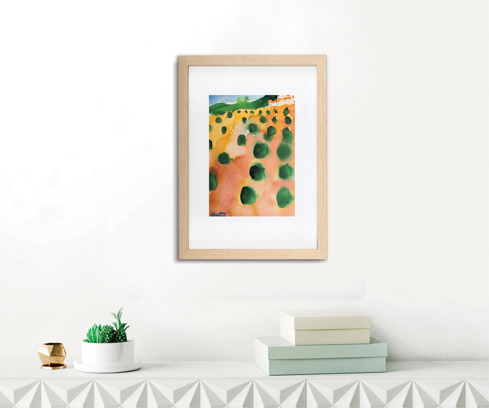 Olive trees landscape watercolor painting miniature painting plein air painting - camilomattis.com