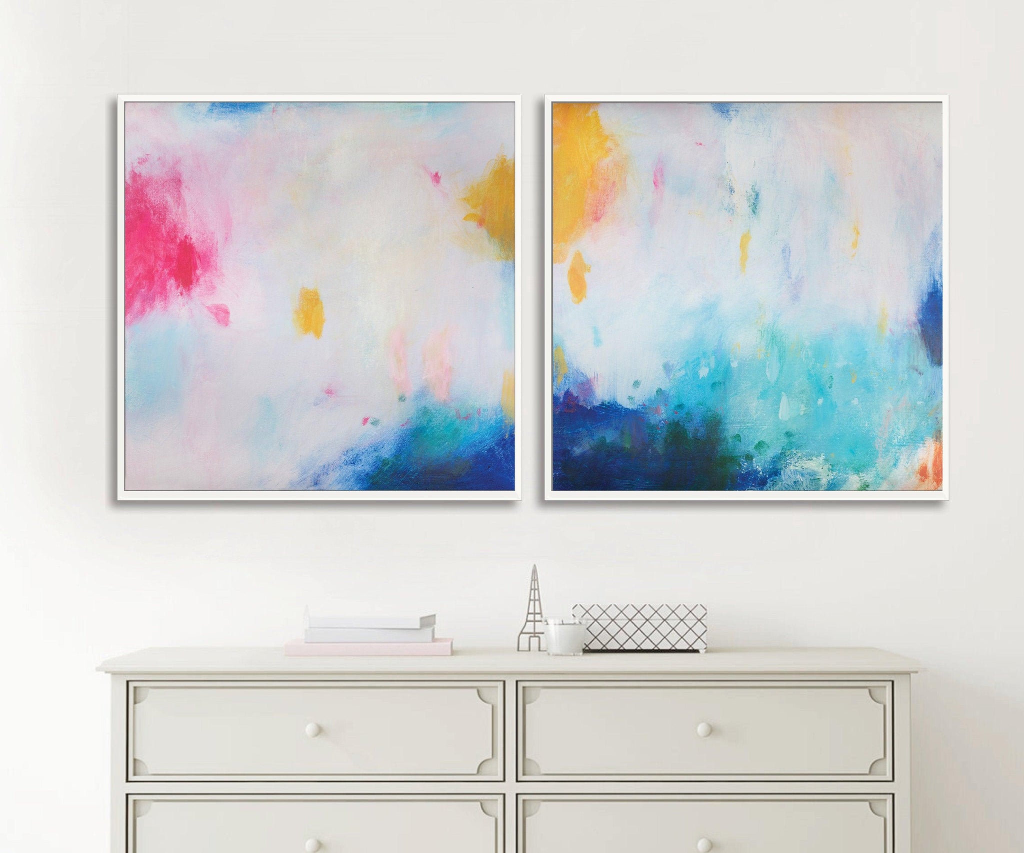 colorful extra large wall art set, Gallery wall set prints, Acrylic Abstract Painting gallery wall prints, blush pink wall art print - camilomattis.com