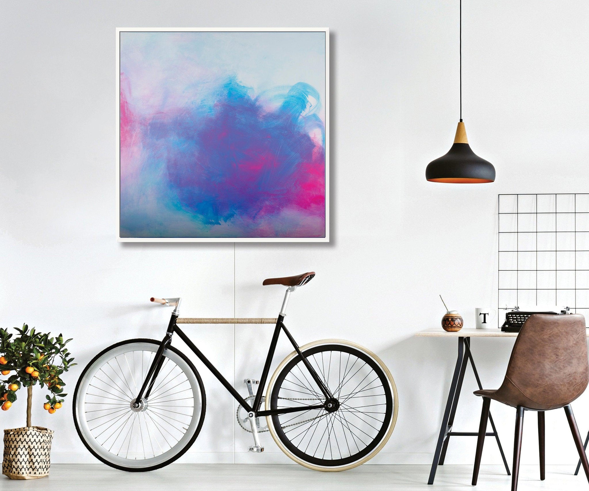 Blue extra large wall art, oversized wall art cloud painting original wave painting - camilomattis.com
