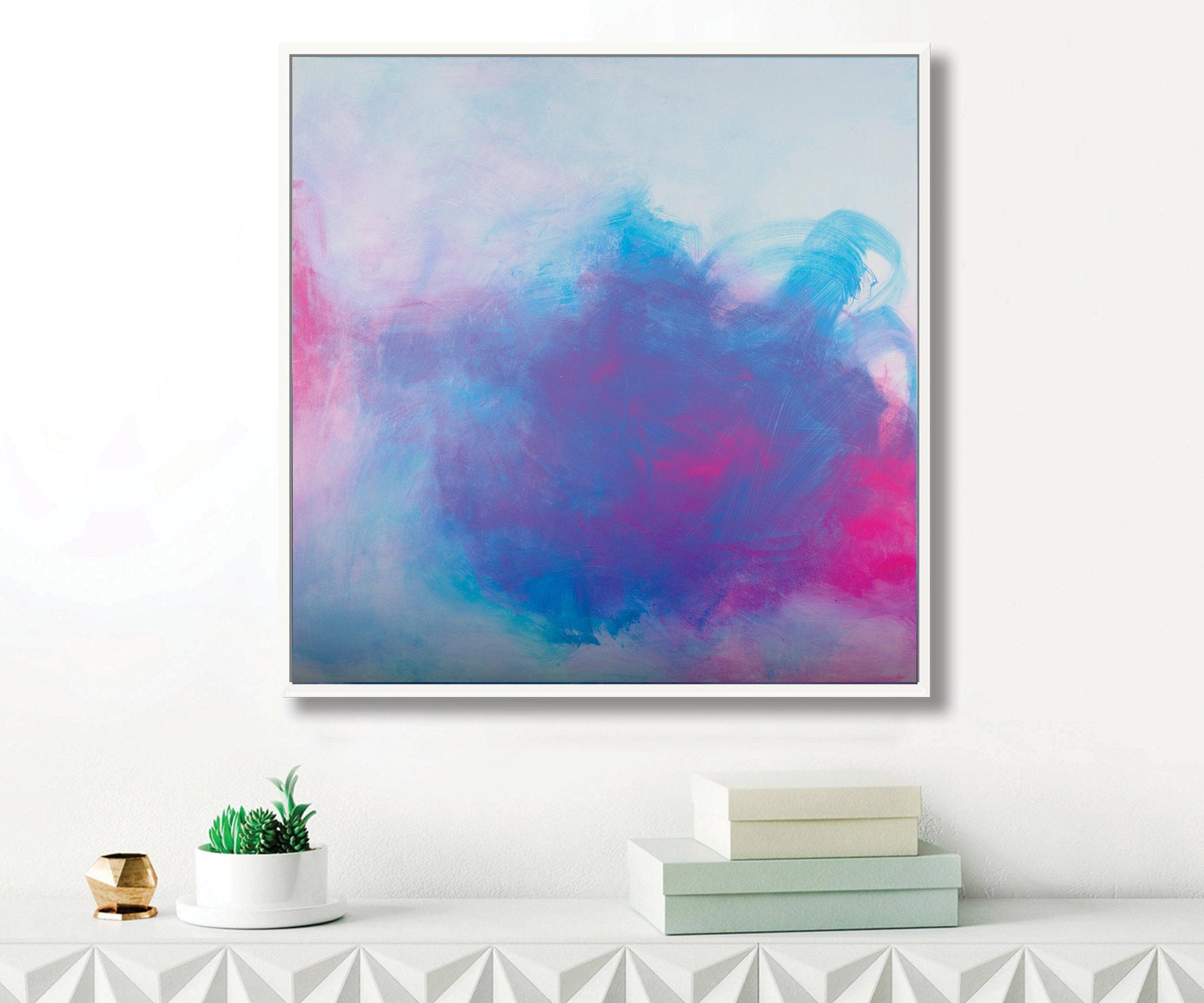 Blue extra large wall art, oversized wall art cloud painting original wave painting - camilomattis.com