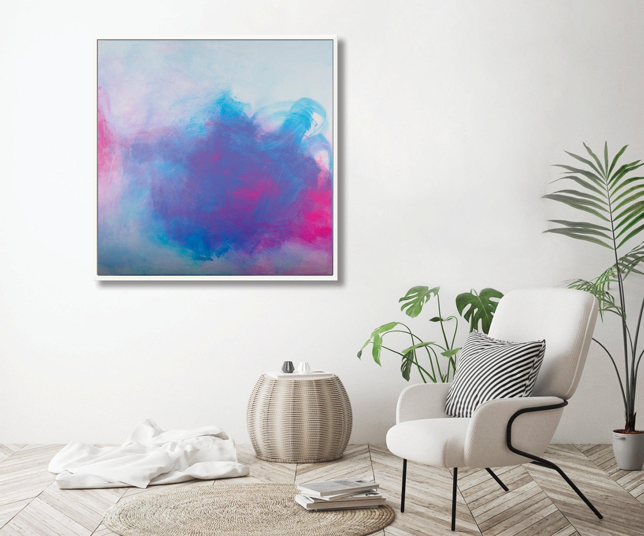 Blue extra large wall art, oversized wall art cloud painting original wave painting - camilomattis.com