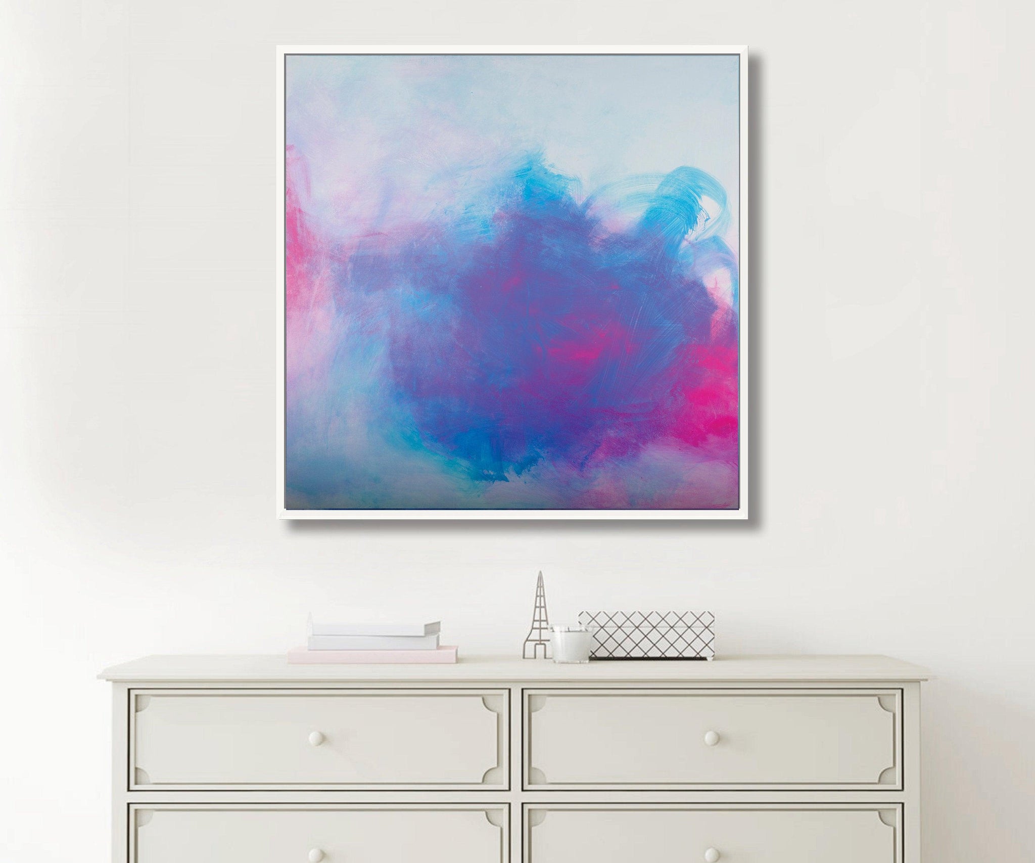 Blue extra large wall art, oversized wall art cloud painting original wave painting - camilomattis.com