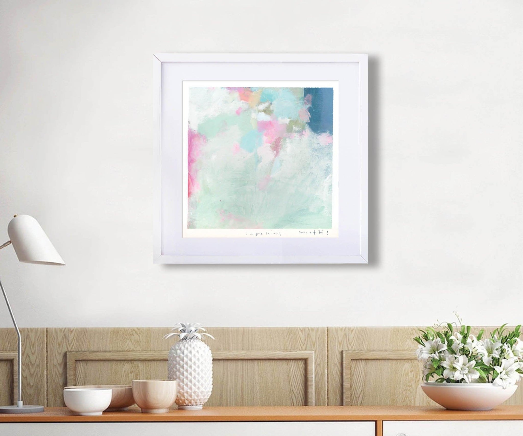 Blush pink wall art, Green tiny original painting, Abstract wall art, small wall art, Pink wall art - camilomattis.com