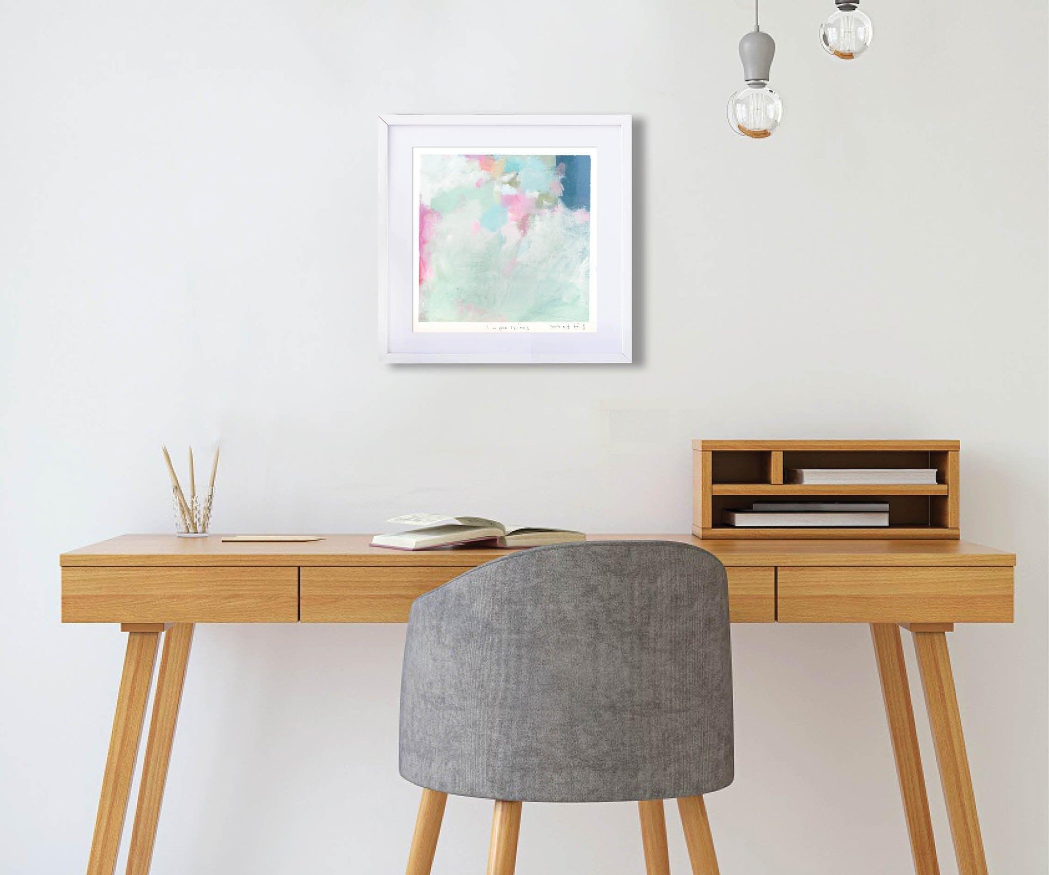 Blush pink wall art, Green tiny original painting, Abstract wall art, small wall art, Pink wall art - camilomattis.com