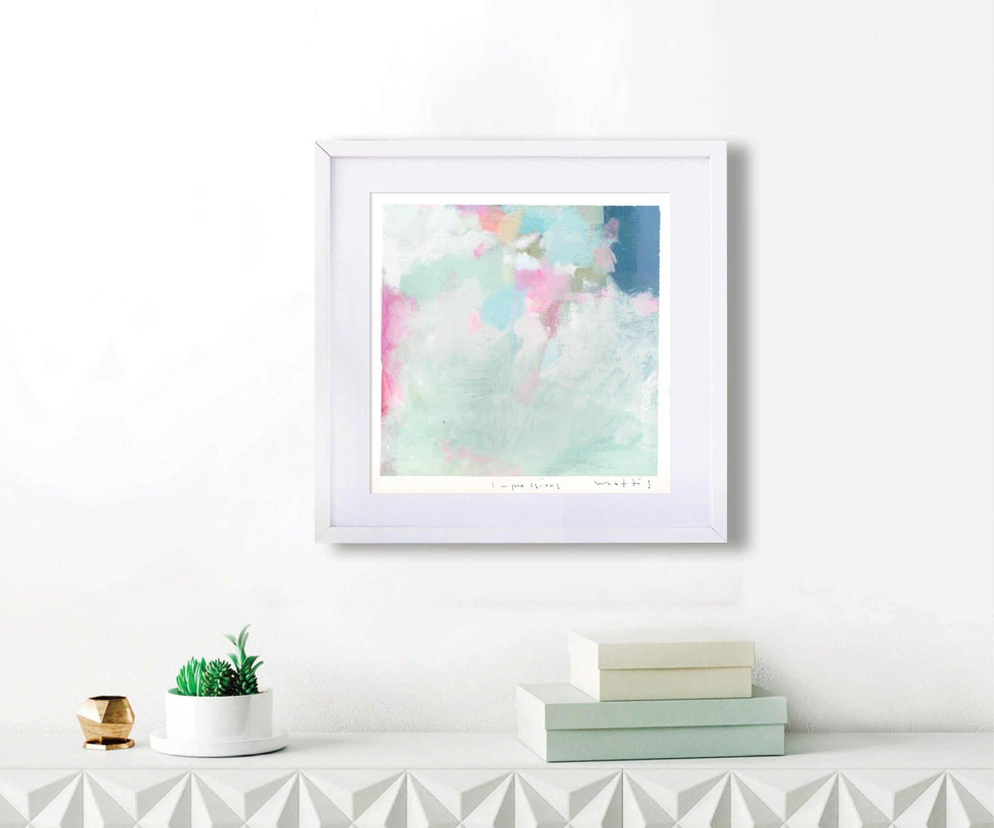 Blush pink wall art, Green tiny original painting, Abstract wall art, small wall art, Pink wall art - camilomattis.com