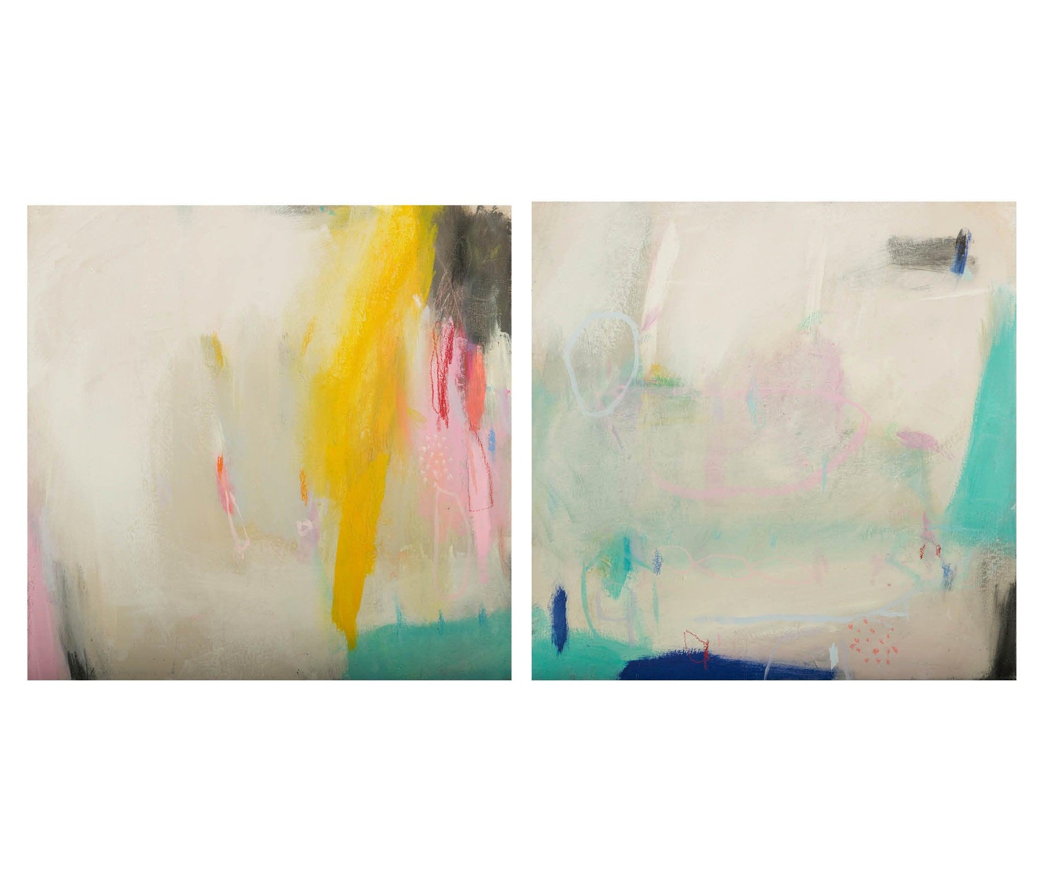 Teal Pink Wall art set, extra large wall art set, original painting wall set, Abstract art wall decor - camilomattis.com
