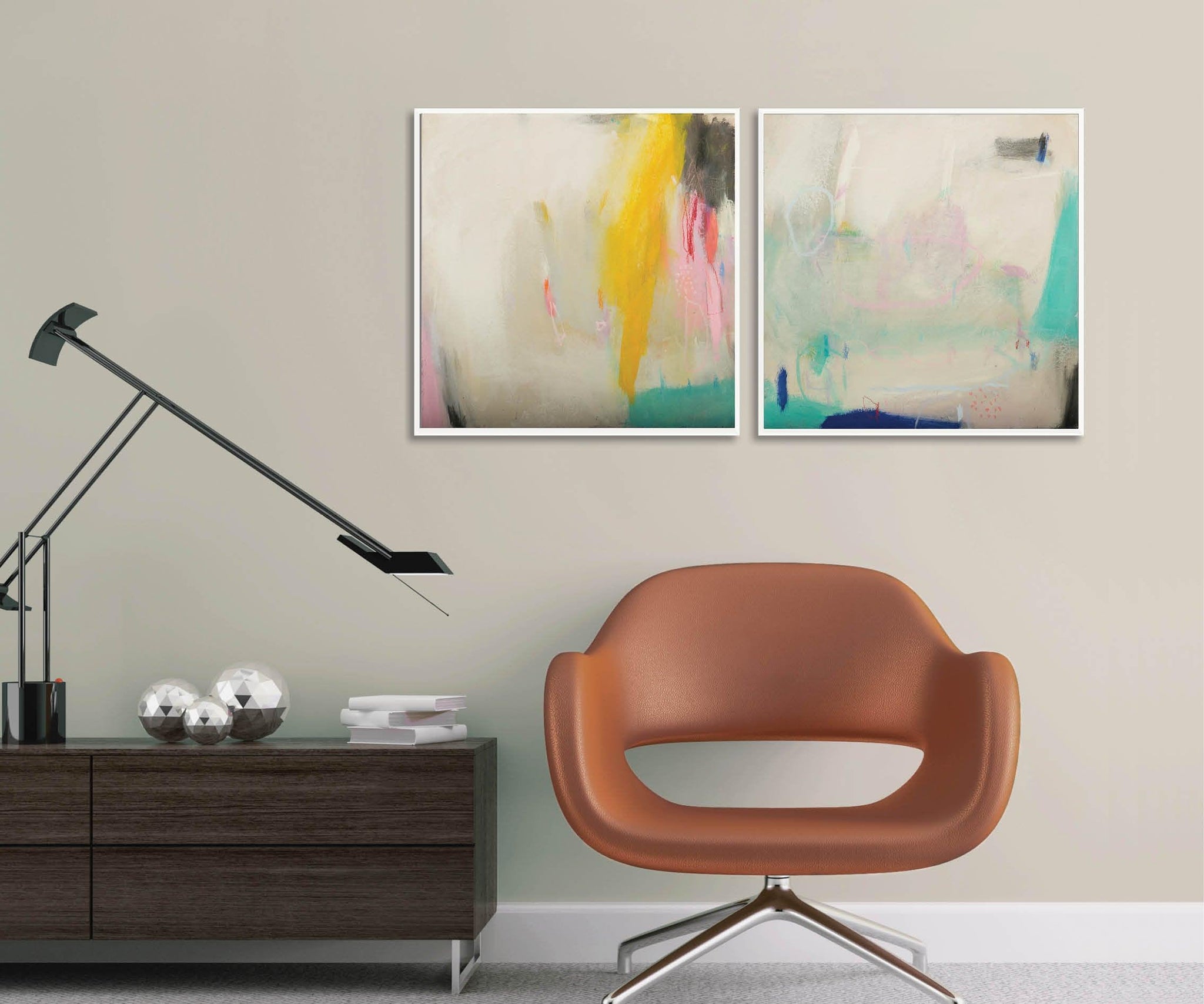 Teal Pink Wall art set, extra large wall art set, original painting wall set, Abstract art wall decor - camilomattis.com