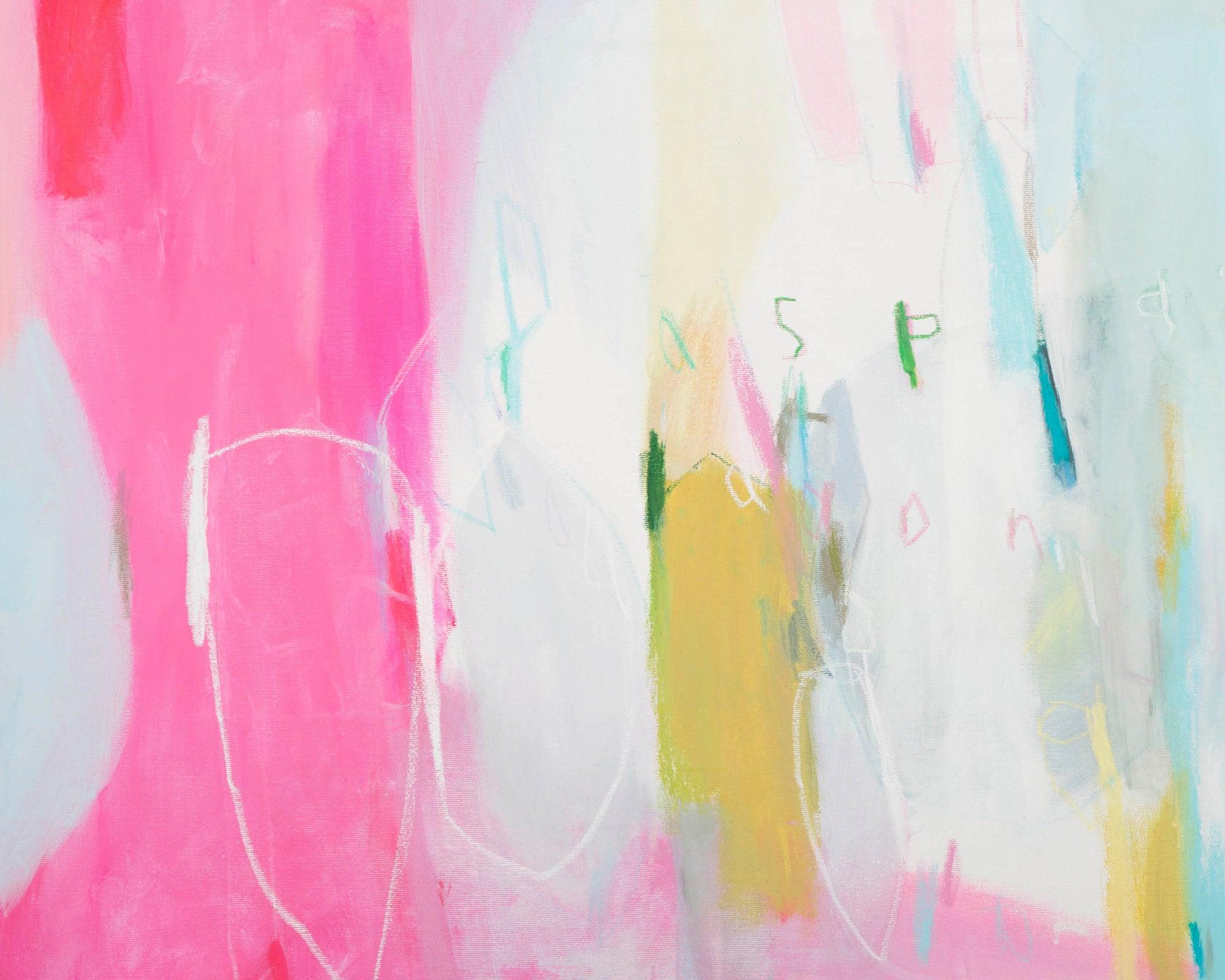 Extra large wall art, Pink wall art abstract painting, Pink fine art, wall art canvas, Teal abstract, painting on canvas - camilomattis.com