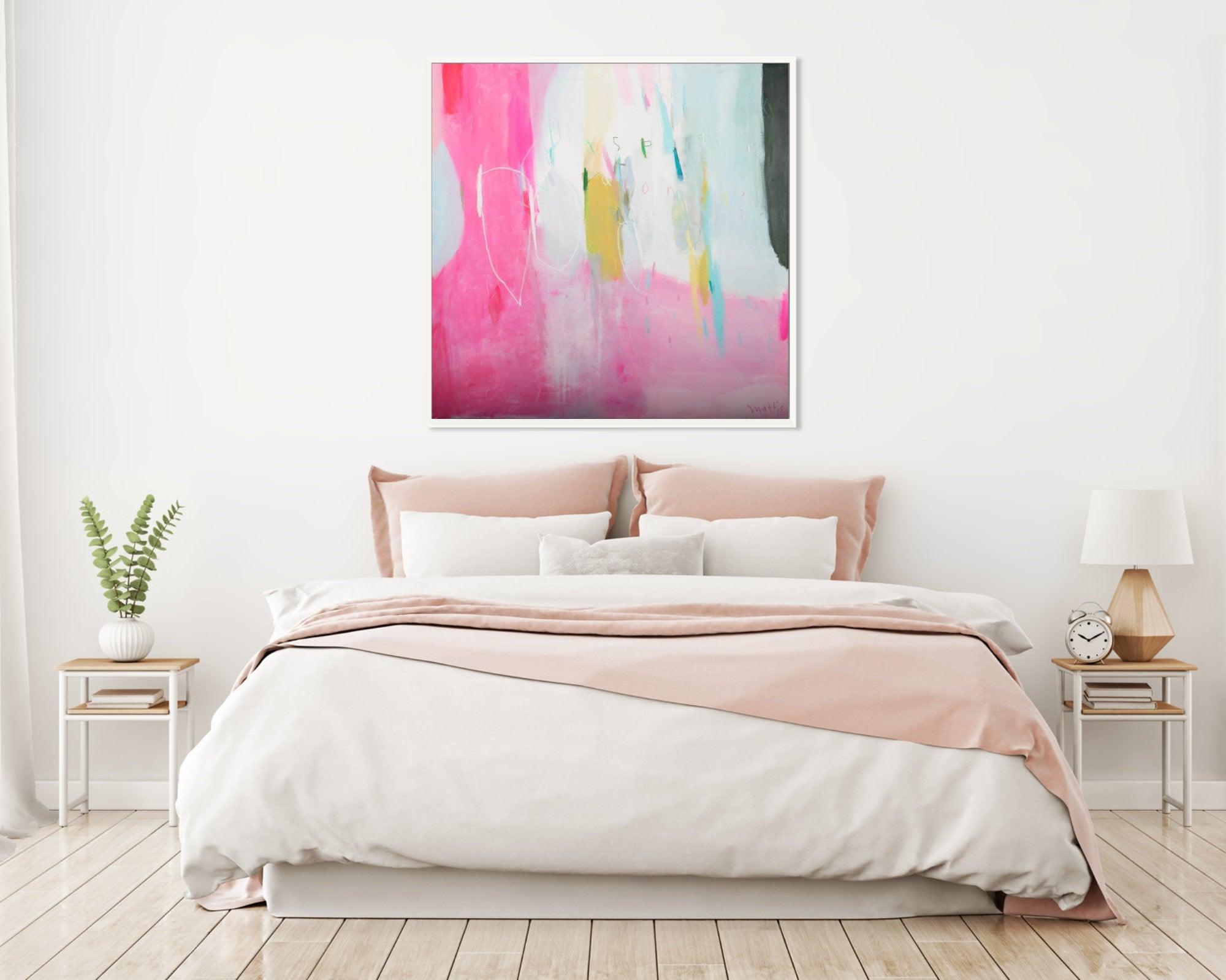 Extra large wall art, Pink wall art abstract painting, Pink fine art, wall art canvas, Teal abstract, painting on canvas - camilomattis.com