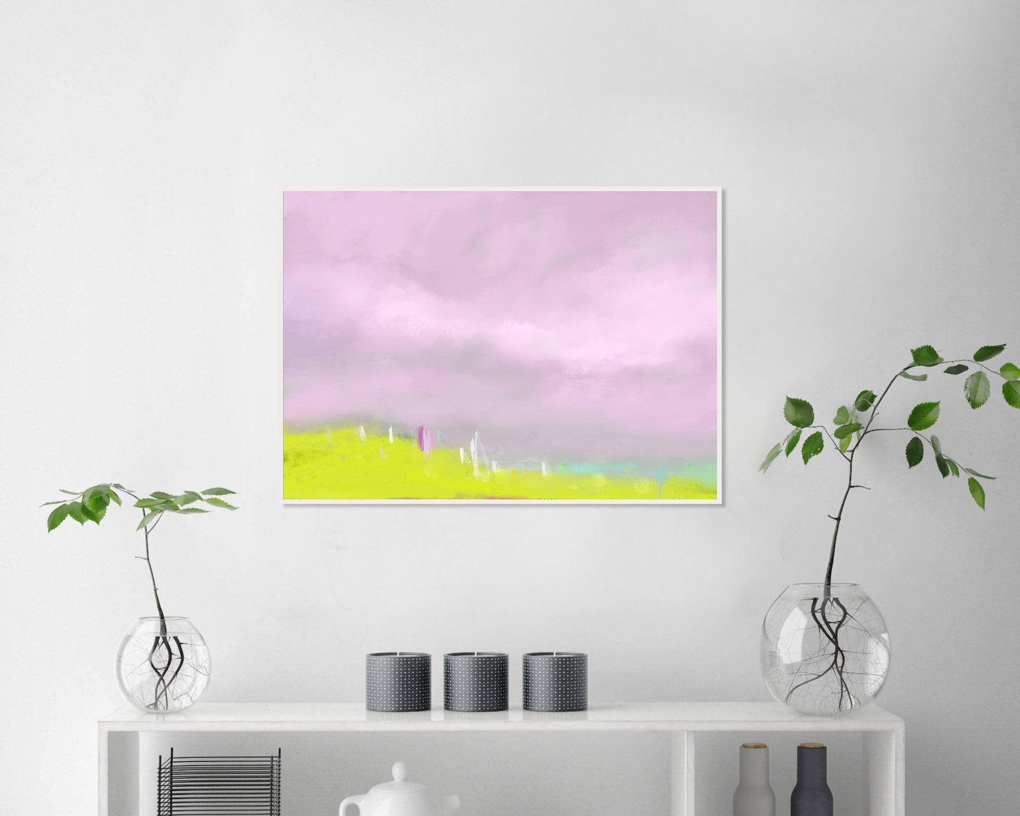 Pink and Green, large abstract painting, Large wall art print, Pink abstract print, colorful print, giclee print, Camilo Mattis - camilomattis.com