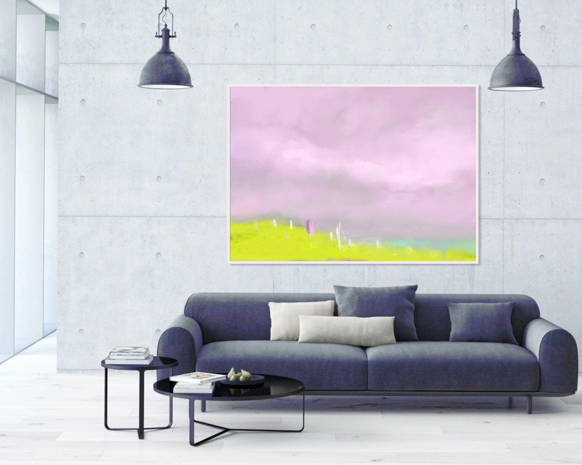Pink and Green, large abstract painting, Large wall art print, Pink abstract print, colorful print, giclee print, Camilo Mattis - camilomattis.com