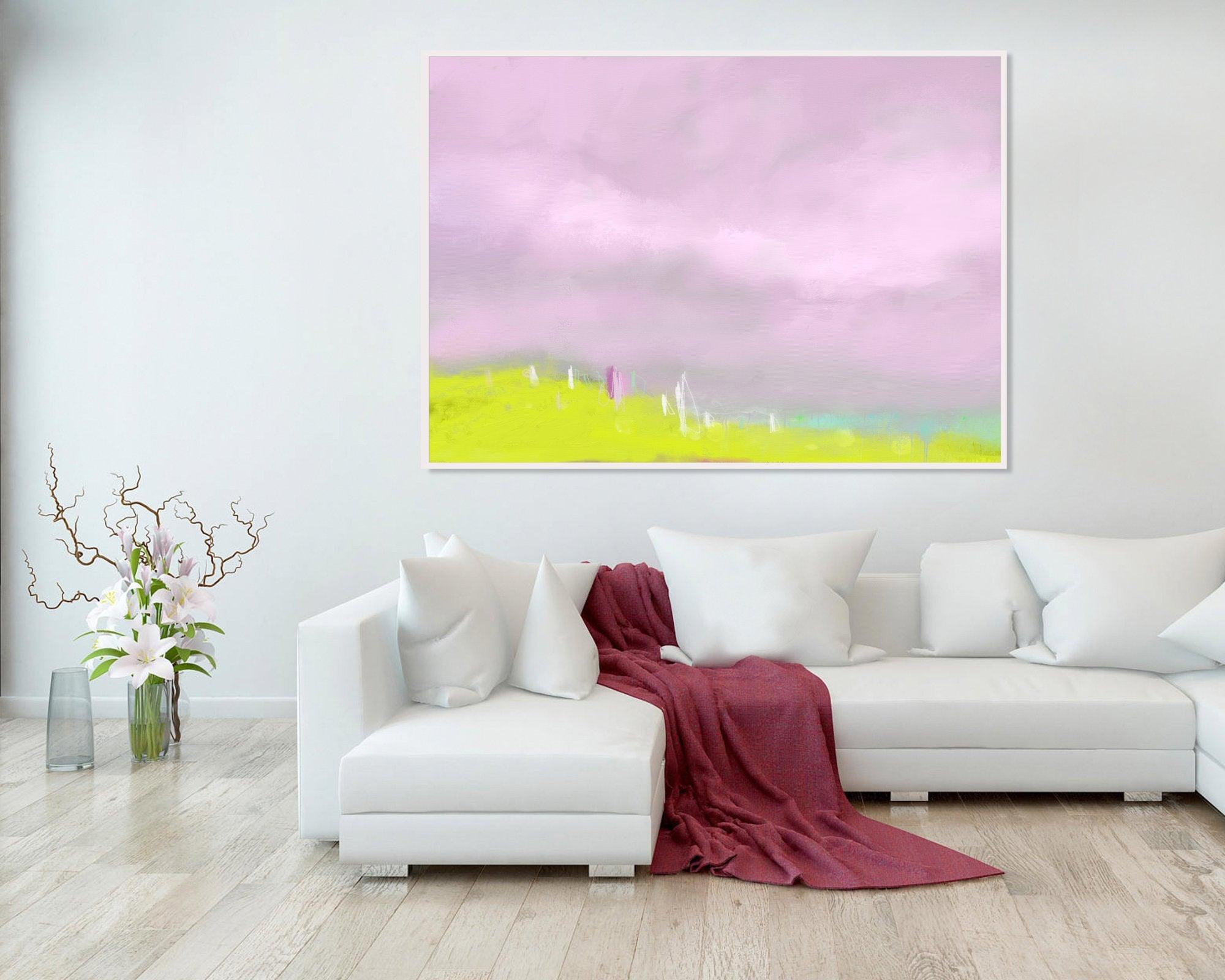 Pink and Green, large abstract painting, Large wall art print, Pink abstract print, colorful print, giclee print, Camilo Mattis - camilomattis.com