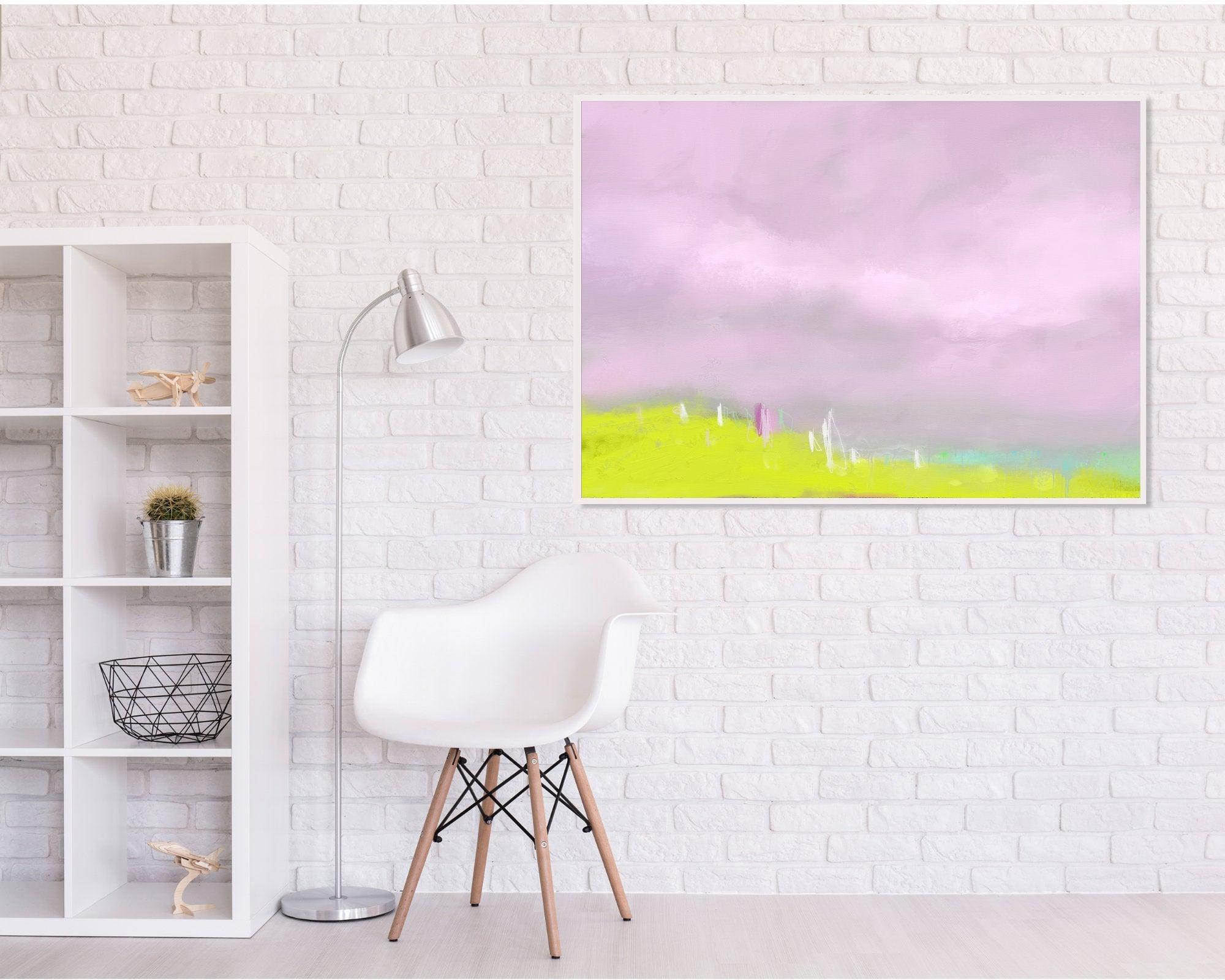 Pink and Green, large abstract painting, Large wall art print, Pink abstract print, colorful print, giclee print, Camilo Mattis - camilomattis.com