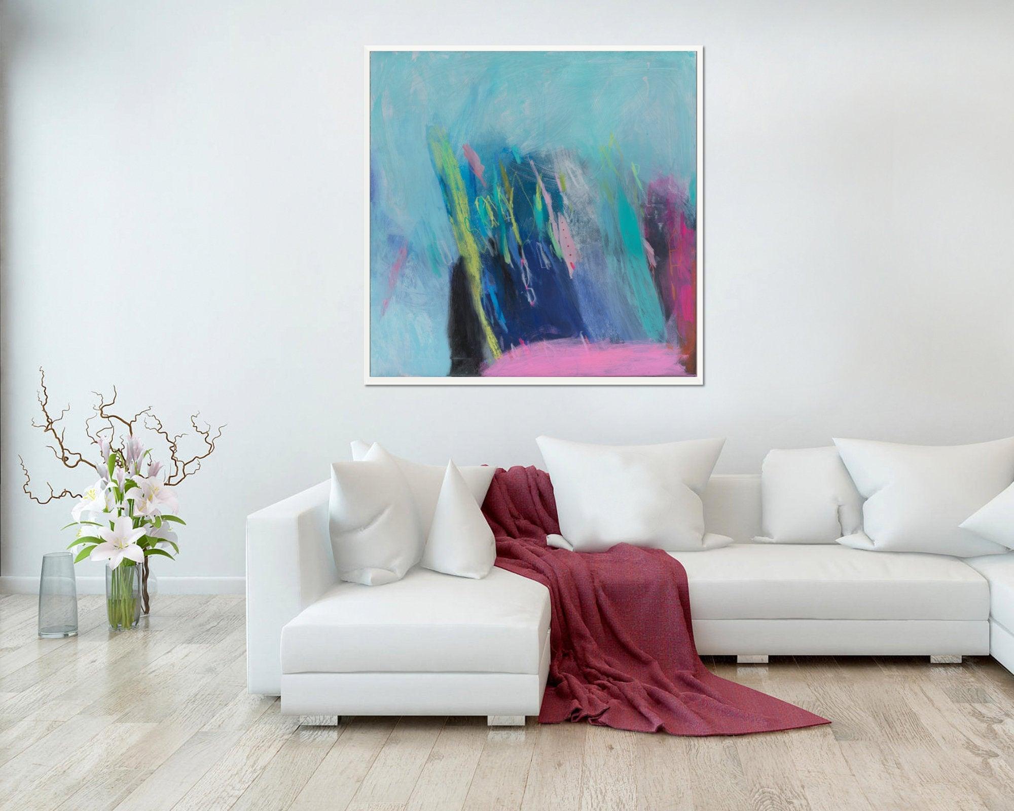 Large original art abstract painting canvas, modern canvas art, Teal original painting by Camilo Mattis - camilomattis.com