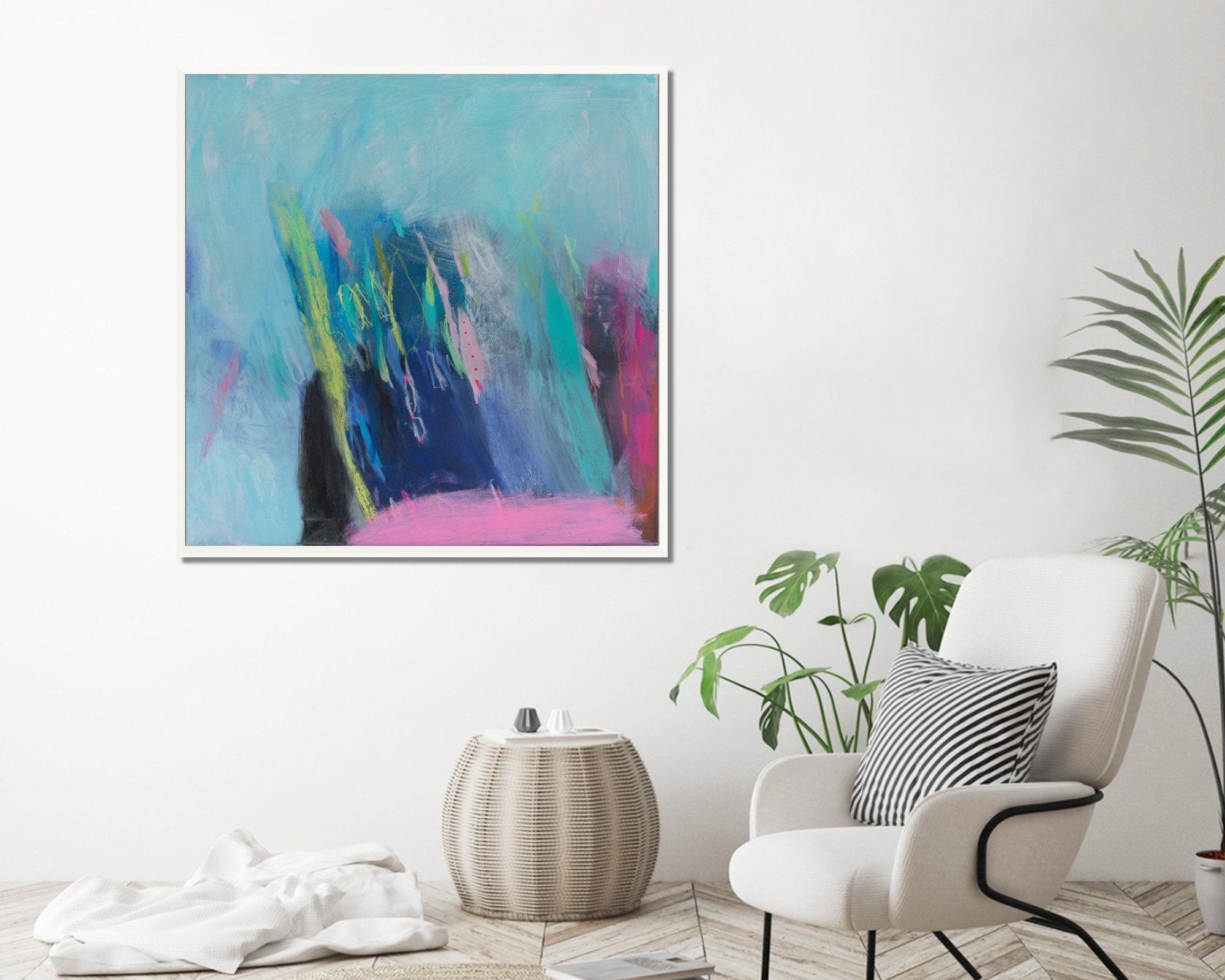 Large original art abstract painting canvas, modern canvas art, Teal original painting by Camilo Mattis - camilomattis.com