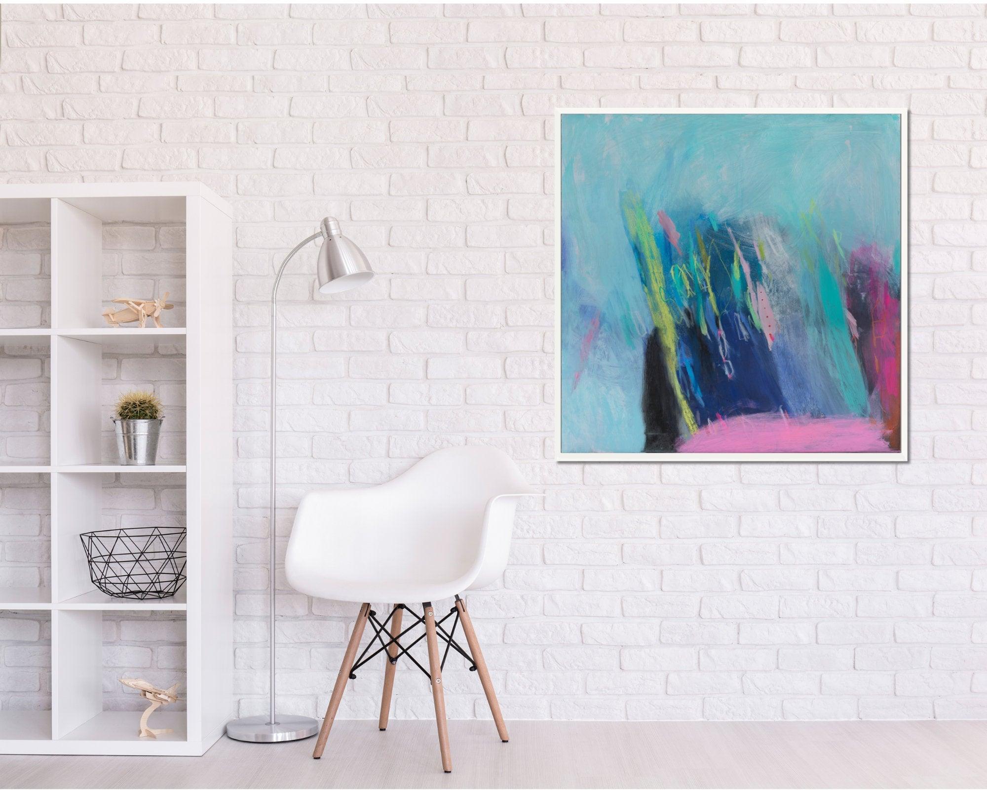Large original art abstract painting canvas, modern canvas art, Teal original painting by Camilo Mattis - camilomattis.com