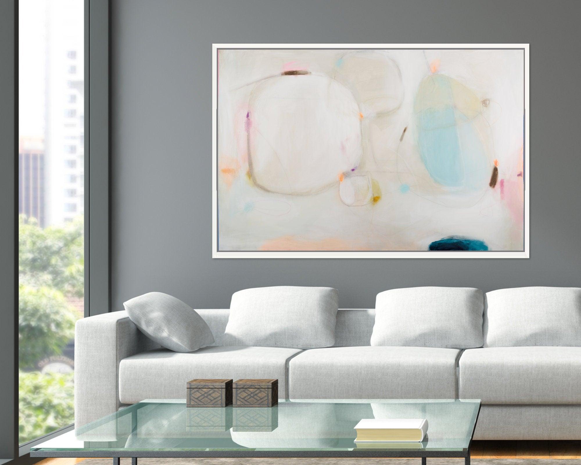 Art abstract house warming gift print beige minimalist house decor for living room Floral abstract landscape
