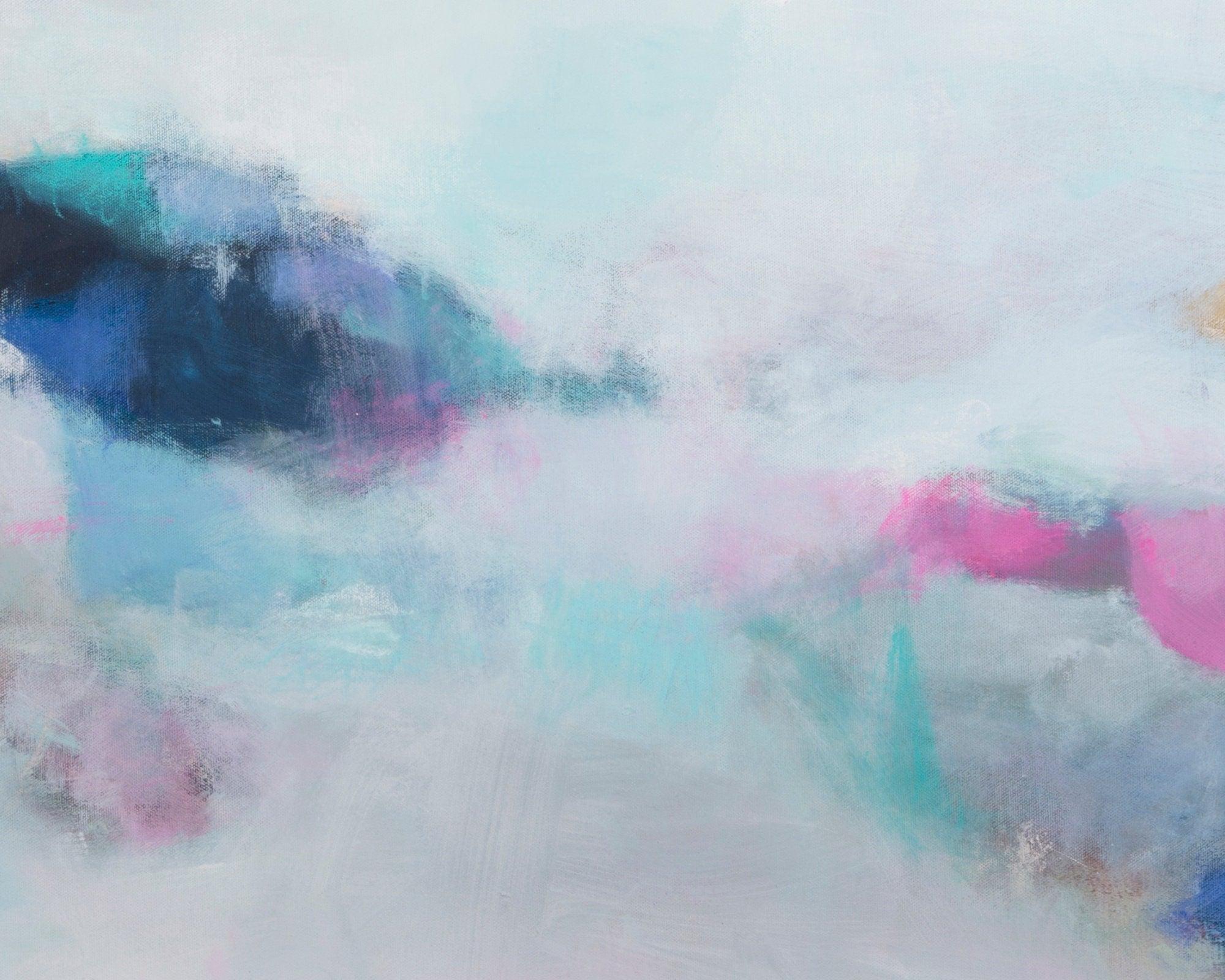 Pink abstract wall art, Large Abstract Painting, Modern Abstract Painting, Pink and blue modern art