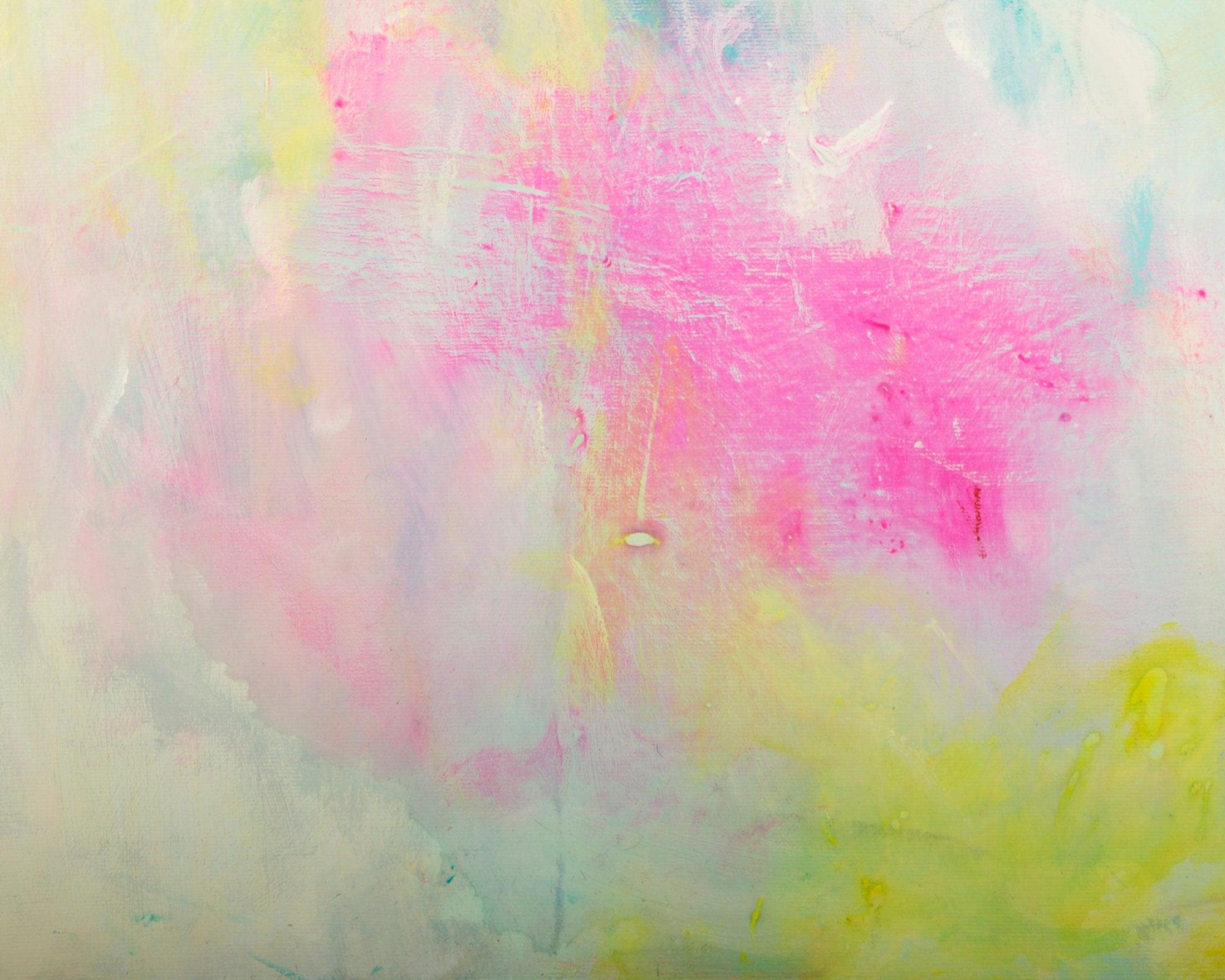 Yellow and pink abstract canvas art, Pink Abstract Art, Pink and Yellow original Painting, Yellow Abstract Painting