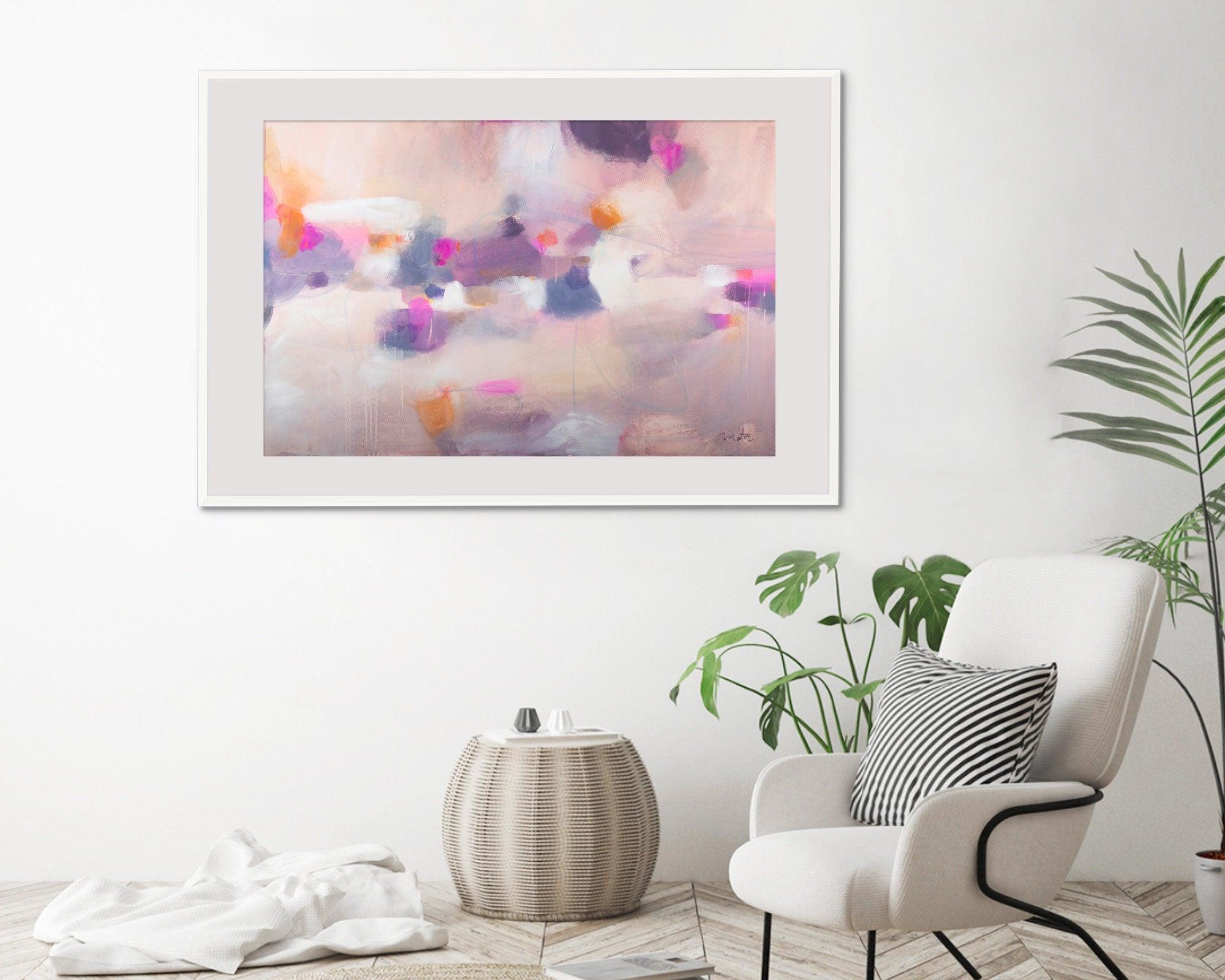 Pink large abstract print, modern house decor, abstract painting, Cheerful colorful, colorful wall art, Pink and orange print