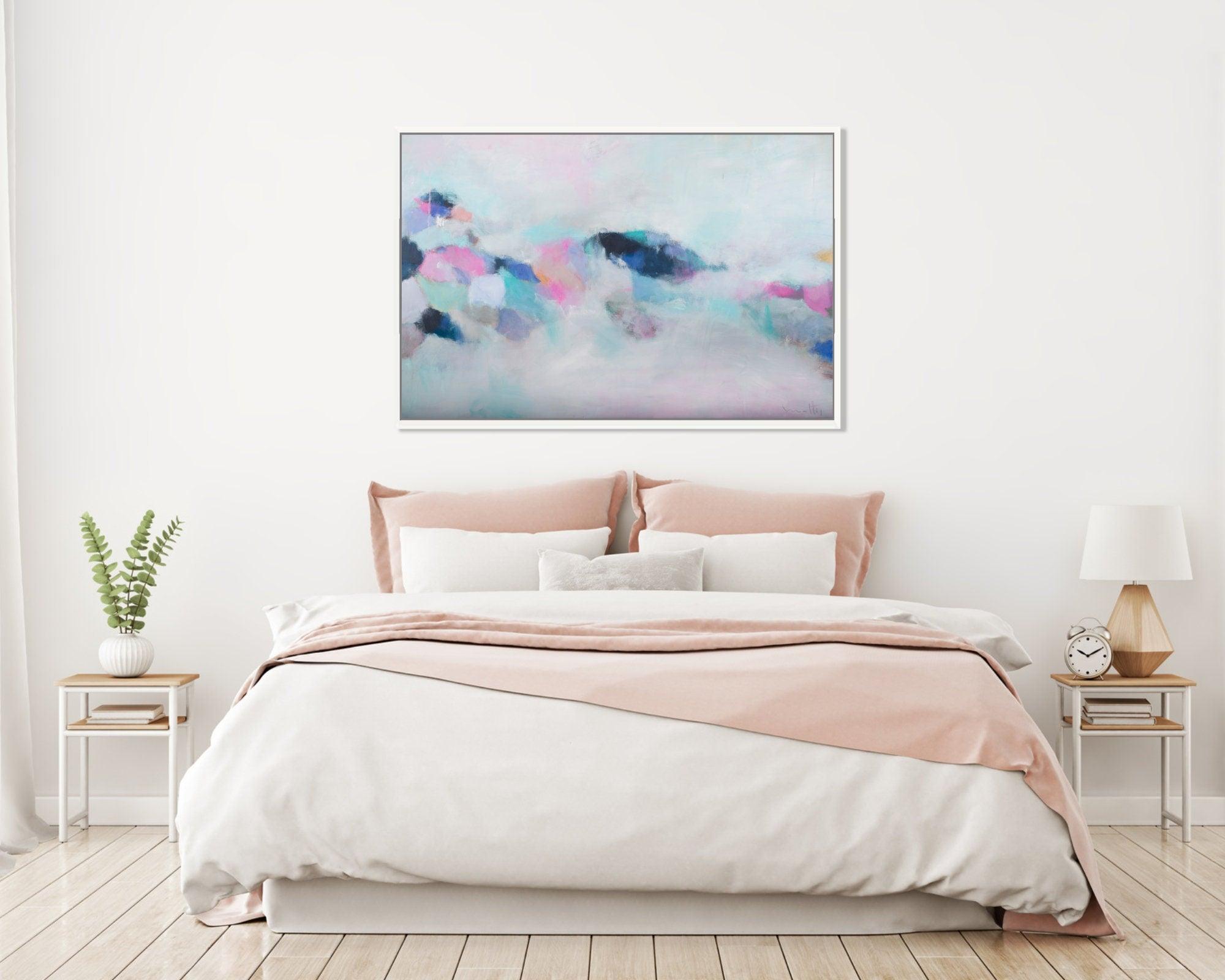 Pink abstract wall art, Large Abstract Painting, Modern Abstract Painting, Pink and blue modern art