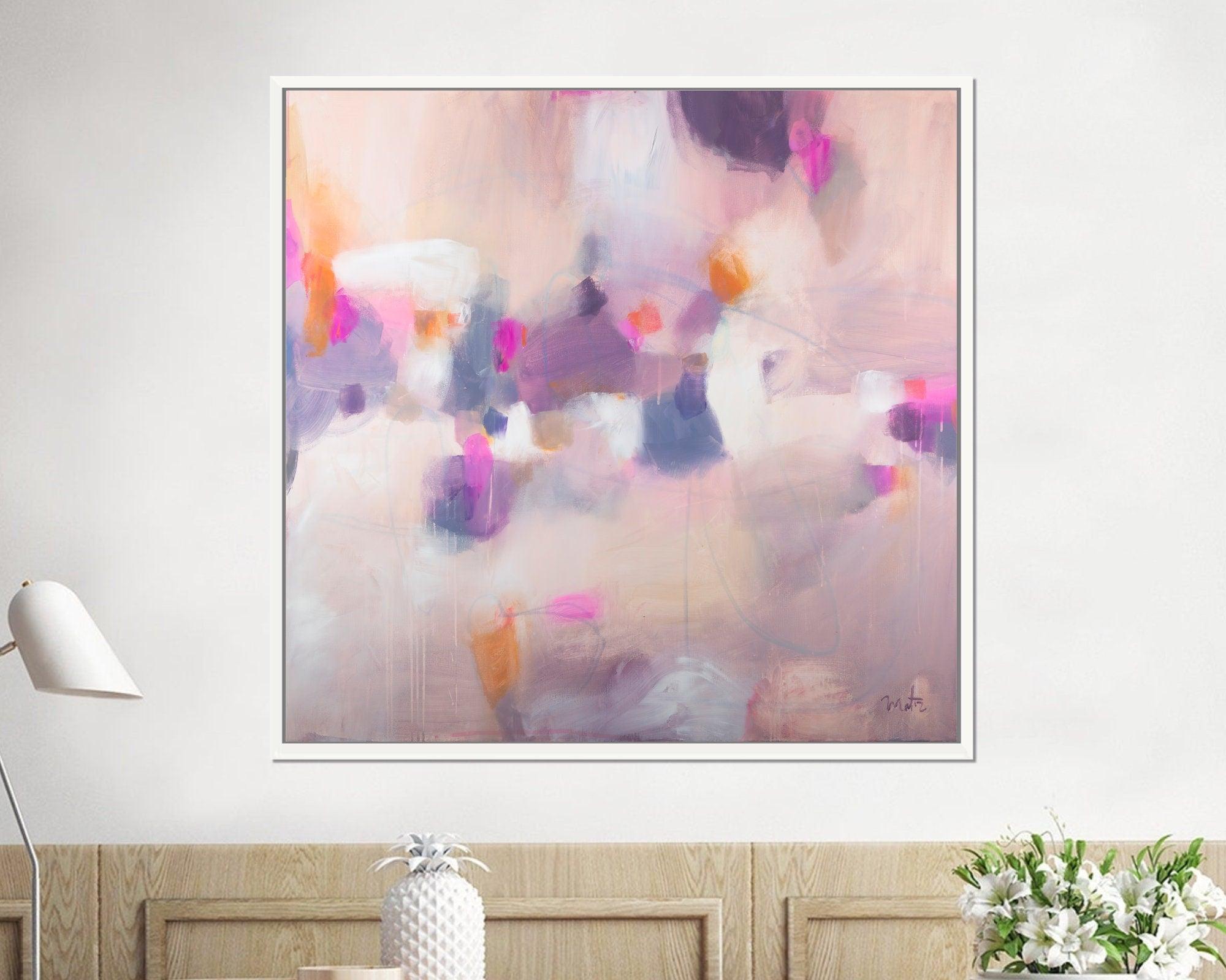 Pink large abstract print, modern house decor, abstract painting, Cheerful colorful, colorful wall art, Pink and orange print