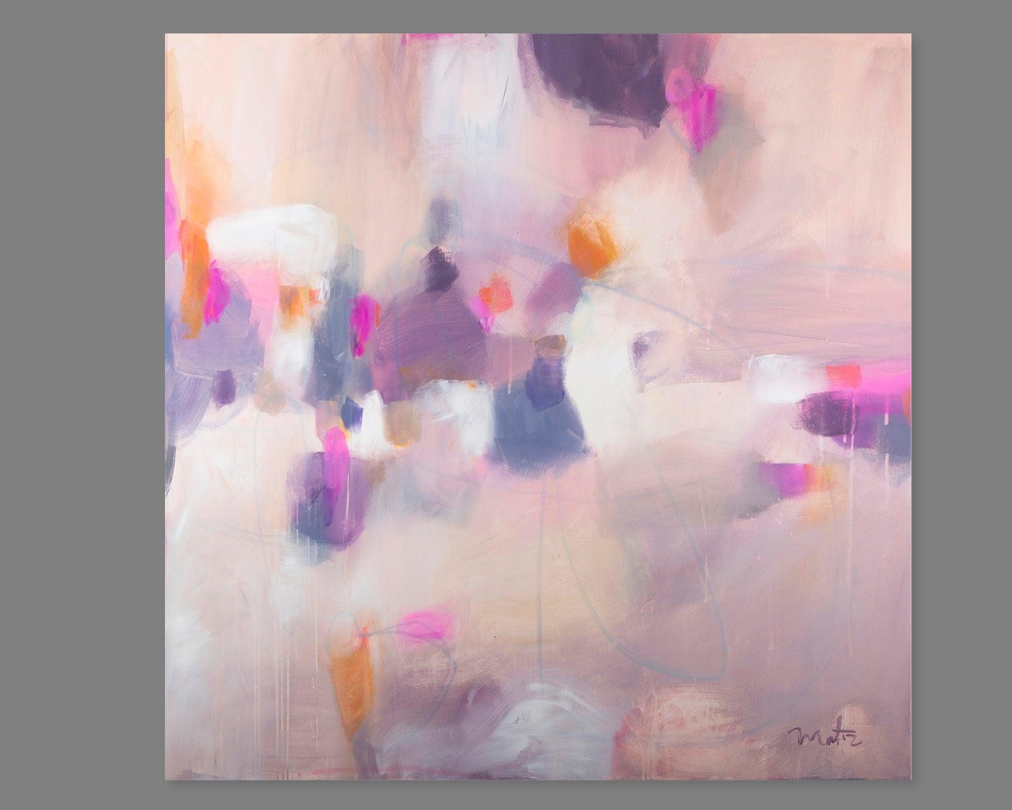 Pink large abstract print, modern house decor, abstract painting, Cheerful colorful, colorful wall art, Pink and orange print