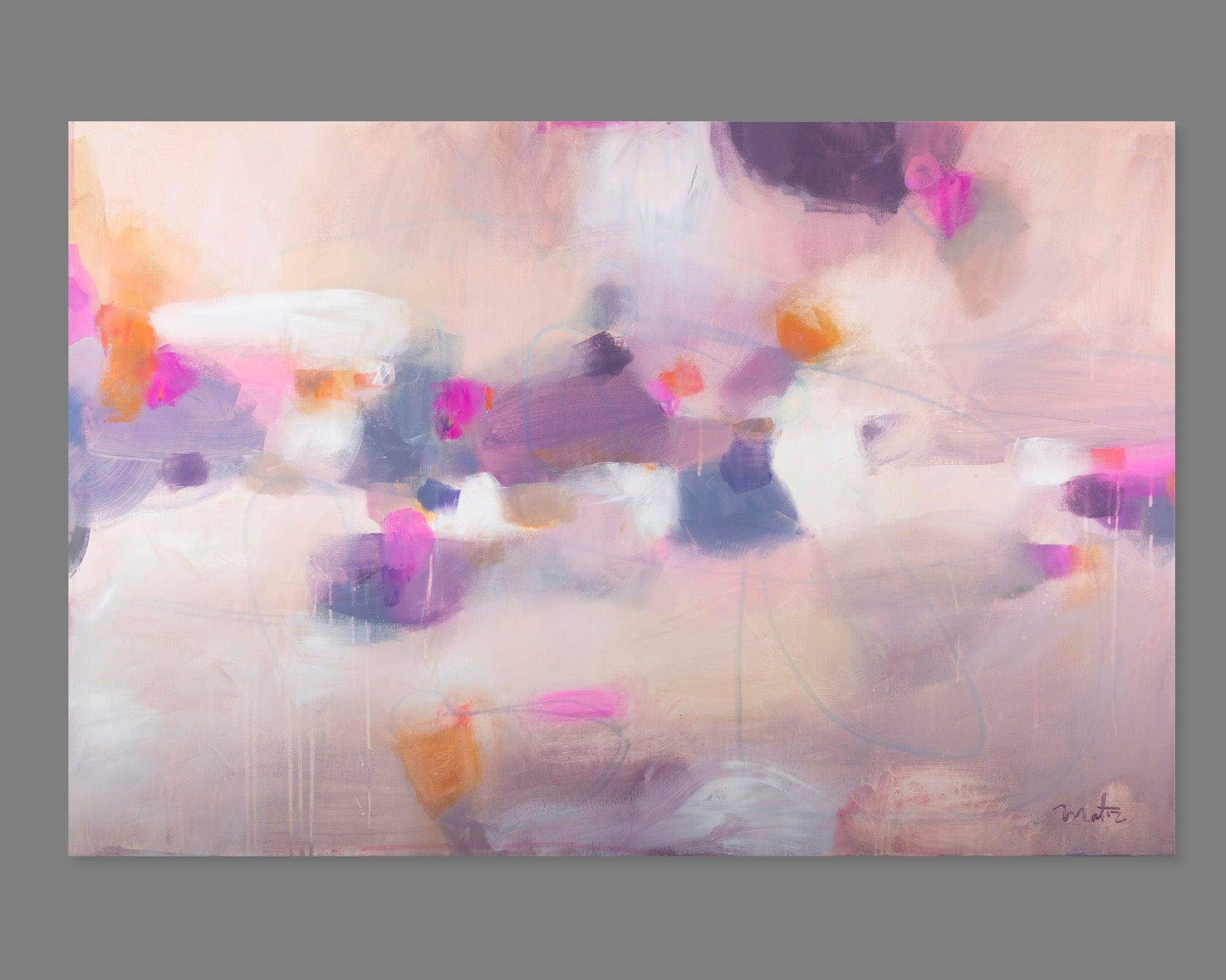 Pink large abstract print, modern house decor, abstract painting, Cheerful colorful, colorful wall art, Pink and orange print