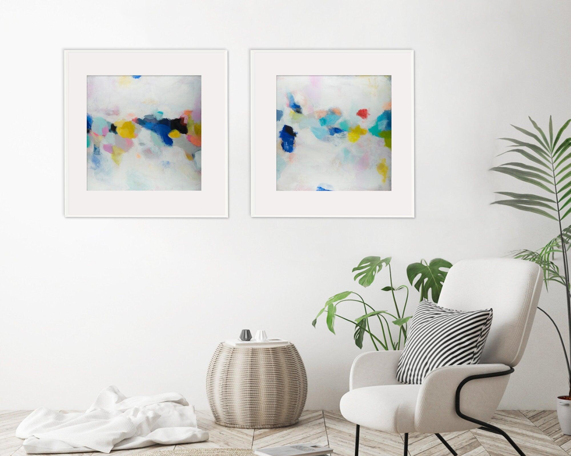 Abstract art prints set multicolored, Set of 2 large prints, Set of two paintings, Oversized Abstract Fine Art Print, colorful Home Decor