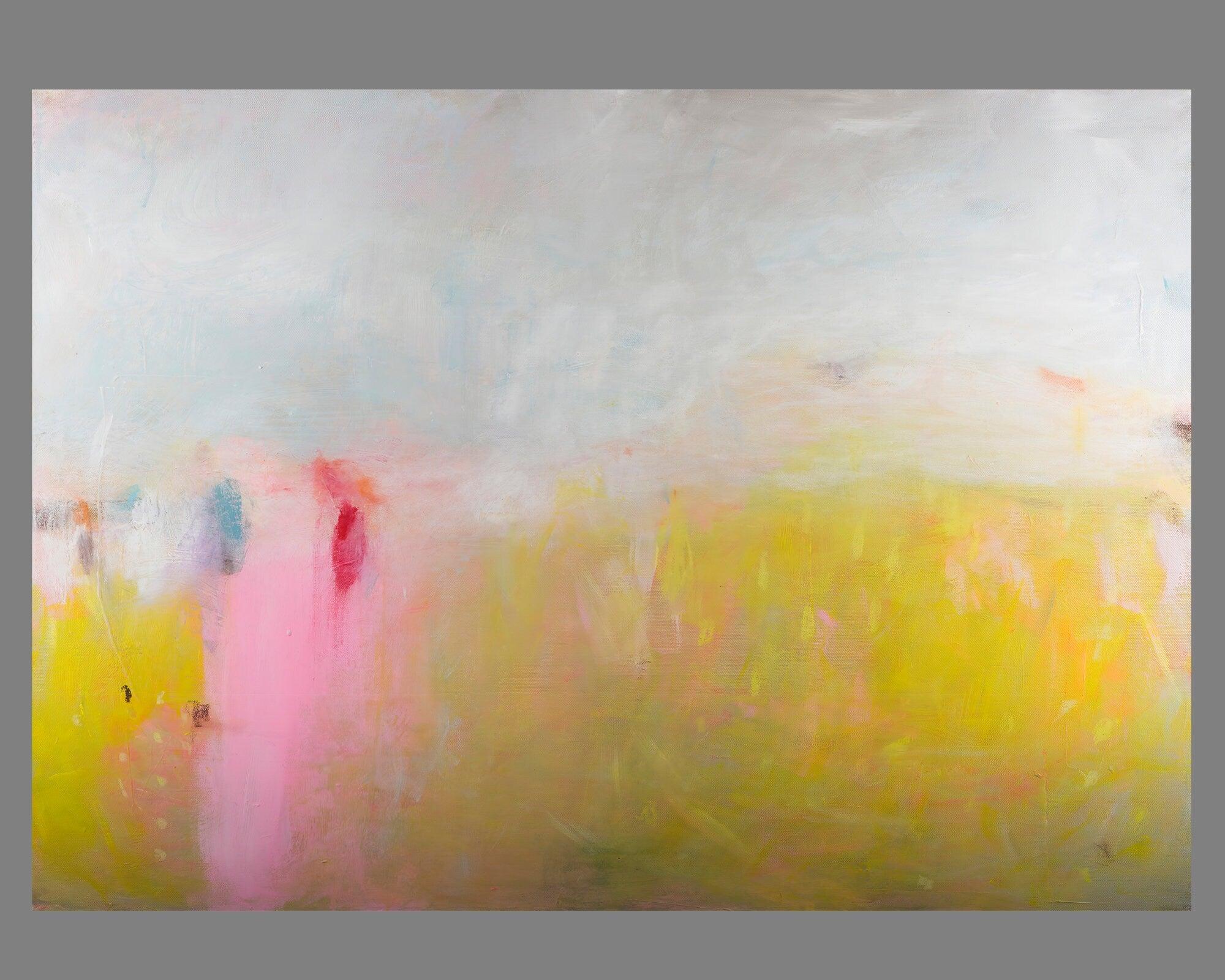 Bright wall art extra large abstract print, Yellow Canvas Print, Large abstract landscape, Vibrant and colorful abstract painting