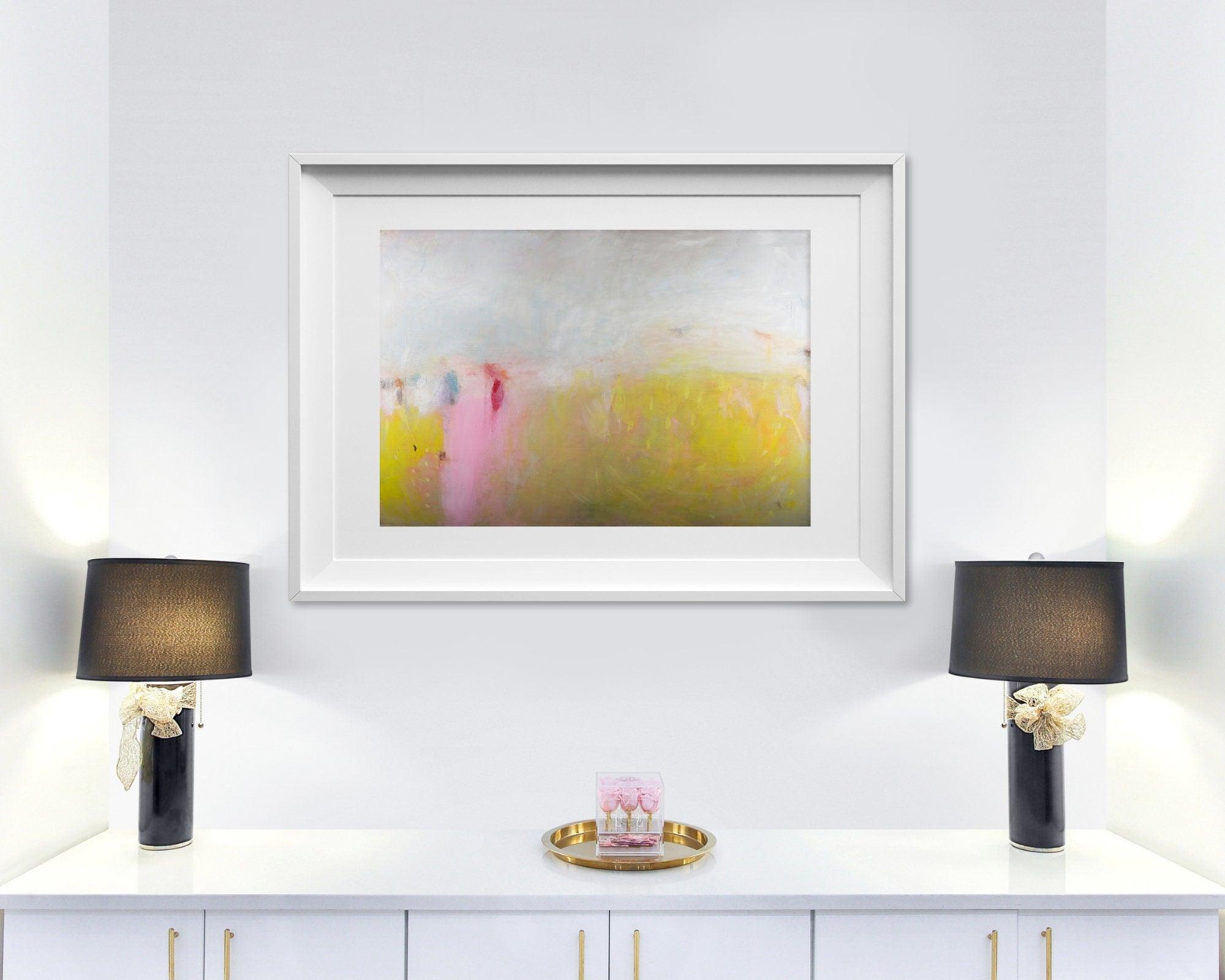 Bright wall art extra large abstract print, Yellow Canvas Print, Large abstract landscape, Vibrant and colorful abstract painting