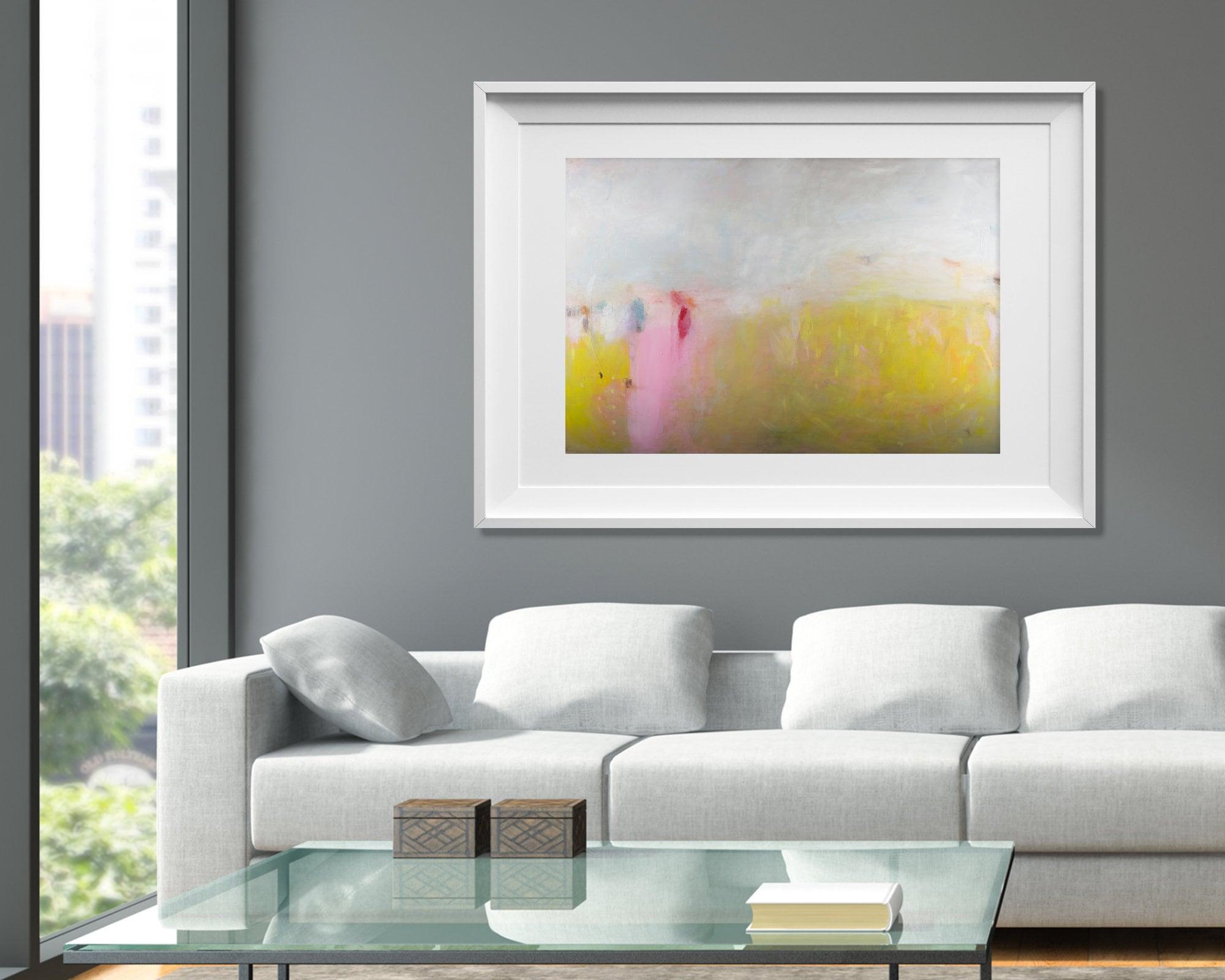 Bright wall art extra large abstract print, Yellow Canvas Print, Large abstract landscape, Vibrant and colorful abstract painting