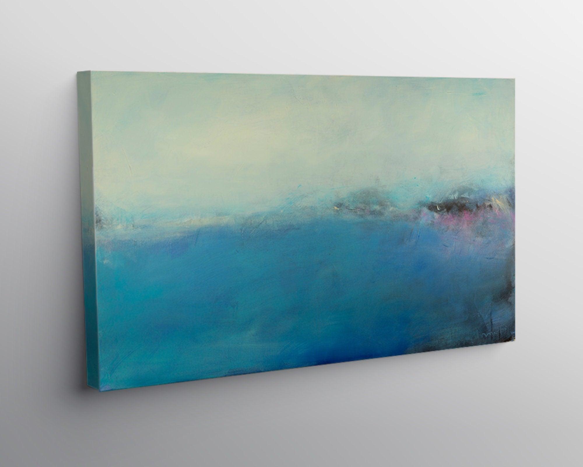 Blue Sky Original Seascape canvas painting abstract , Blue Home decor, Boho home decoration, by Camilo Mattis