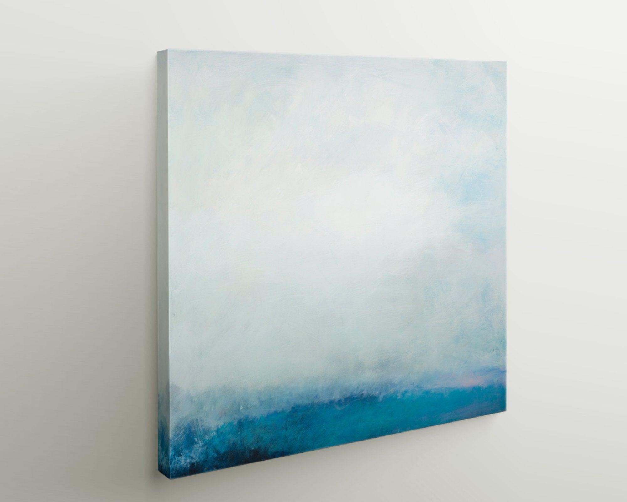 Teal wall art abstract painting, large wall art, gallery wall, wall art canvas, Pink abstract art, Landscape painting by Camilo Mattis