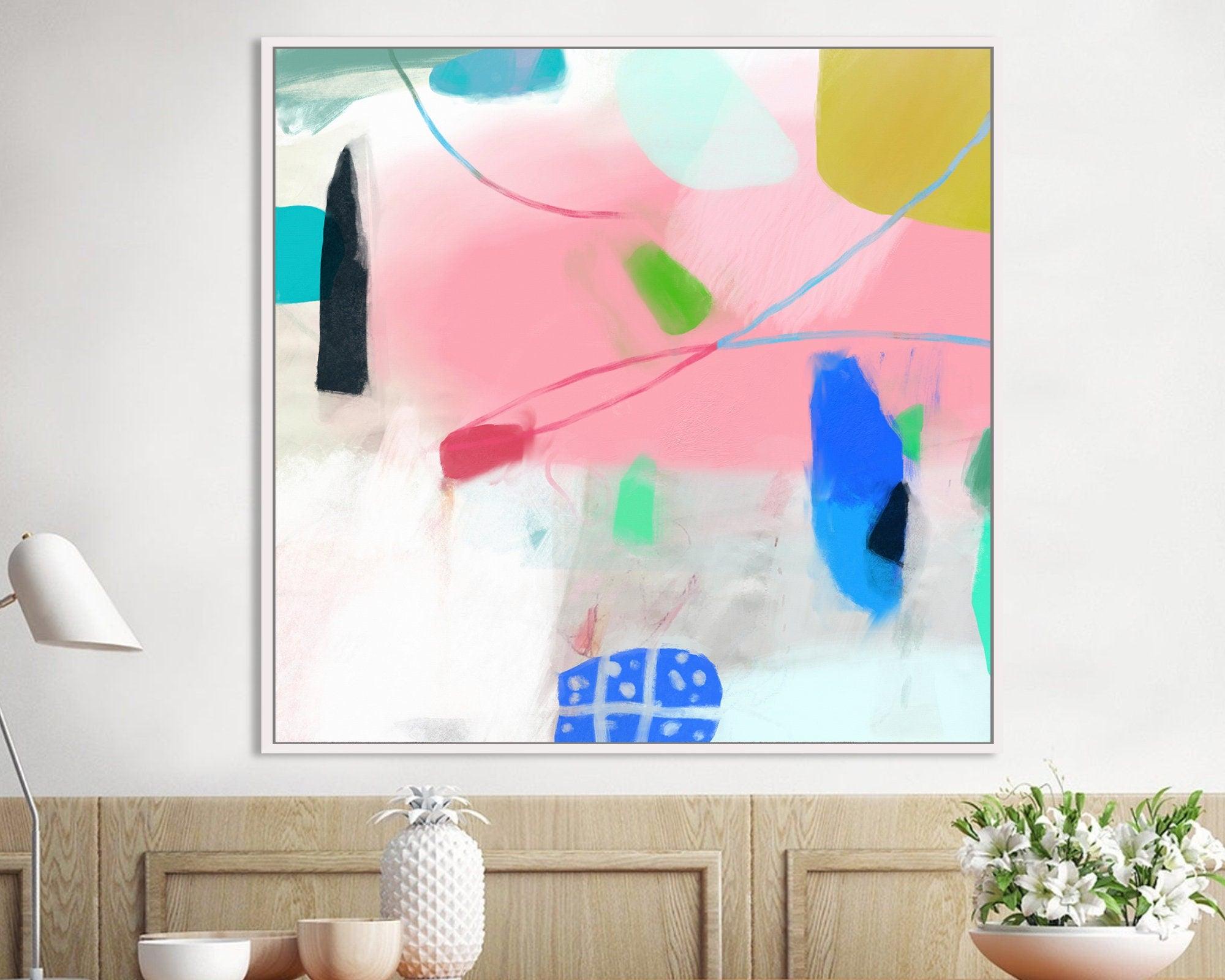 Abstract Painting Original Large pink Acrylic Canvas Wall Art,  Original Modern Painting on Canvas, Still life Fine Art painting