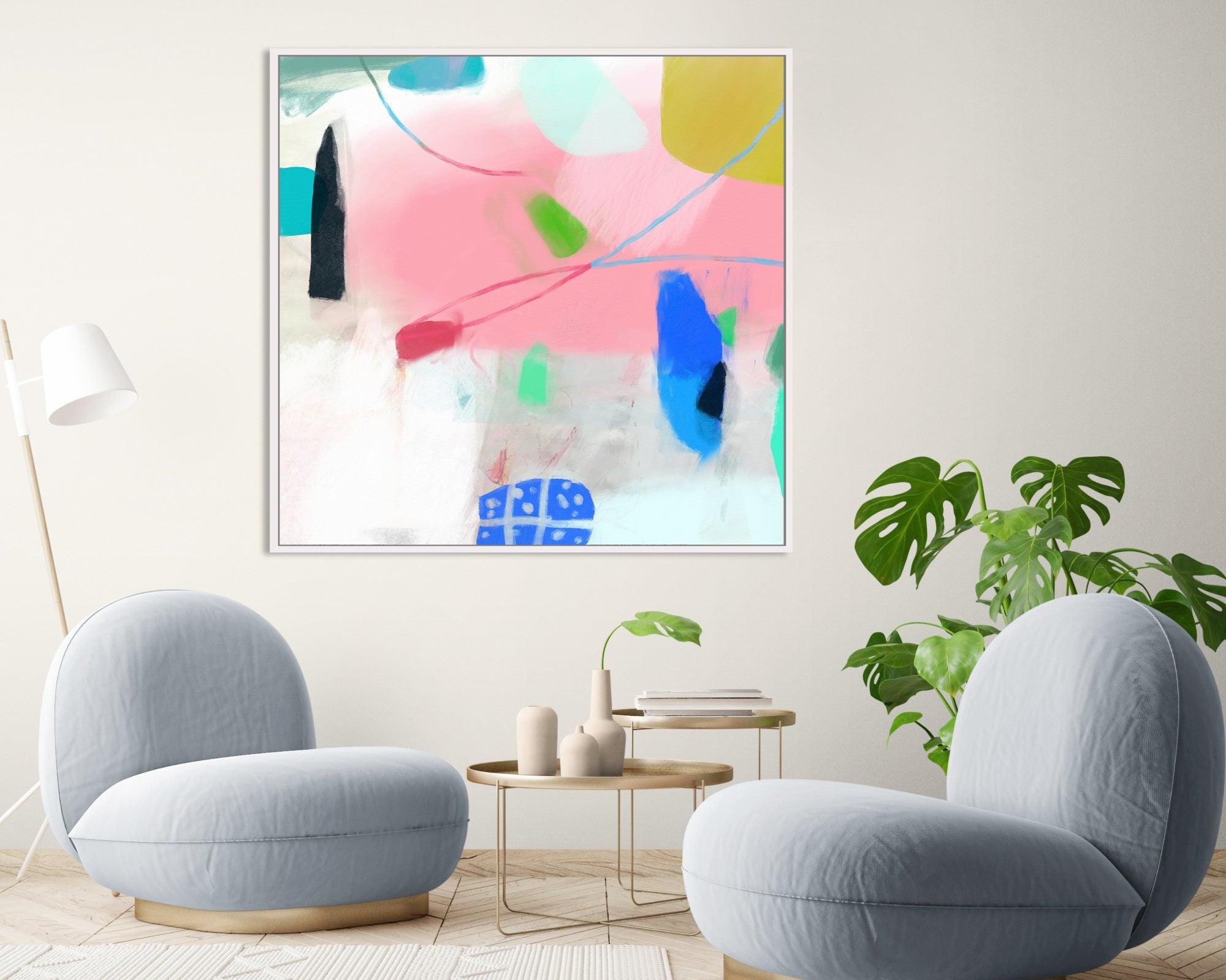 Abstract Painting Original Large pink Acrylic Canvas Wall Art,  Original Modern Painting on Canvas, Still life Fine Art painting