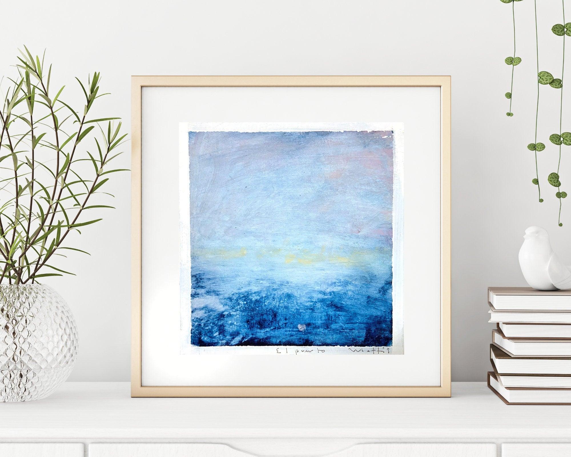 Andalucia coastal small original coastal painting, cardboard painting 10x10 living room wall art decoration ideas